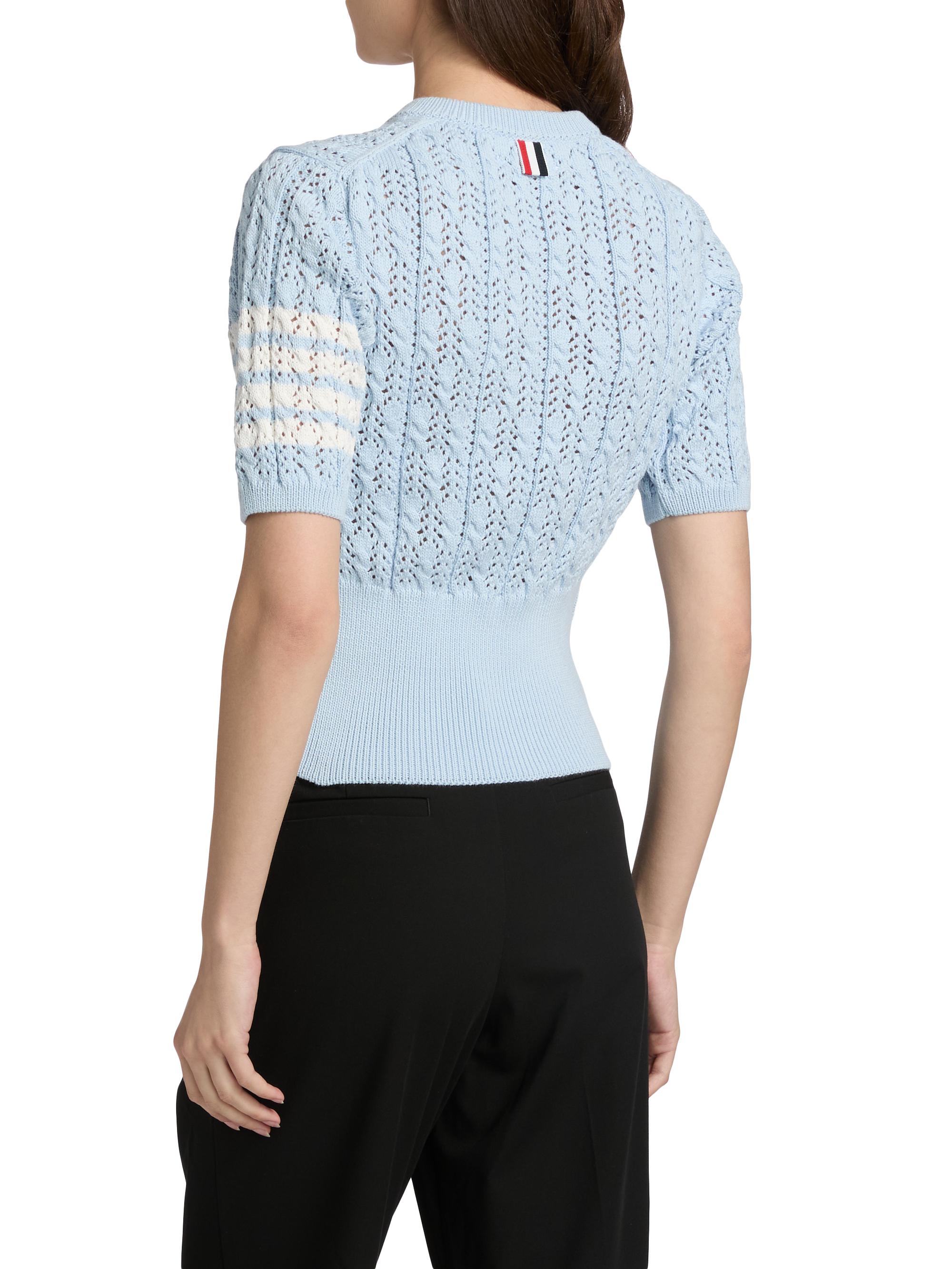 Thom Browne ケーブル編みニット Thom Browne Pointelle Cable Stitch Short-Sleeve Sweater | Saks