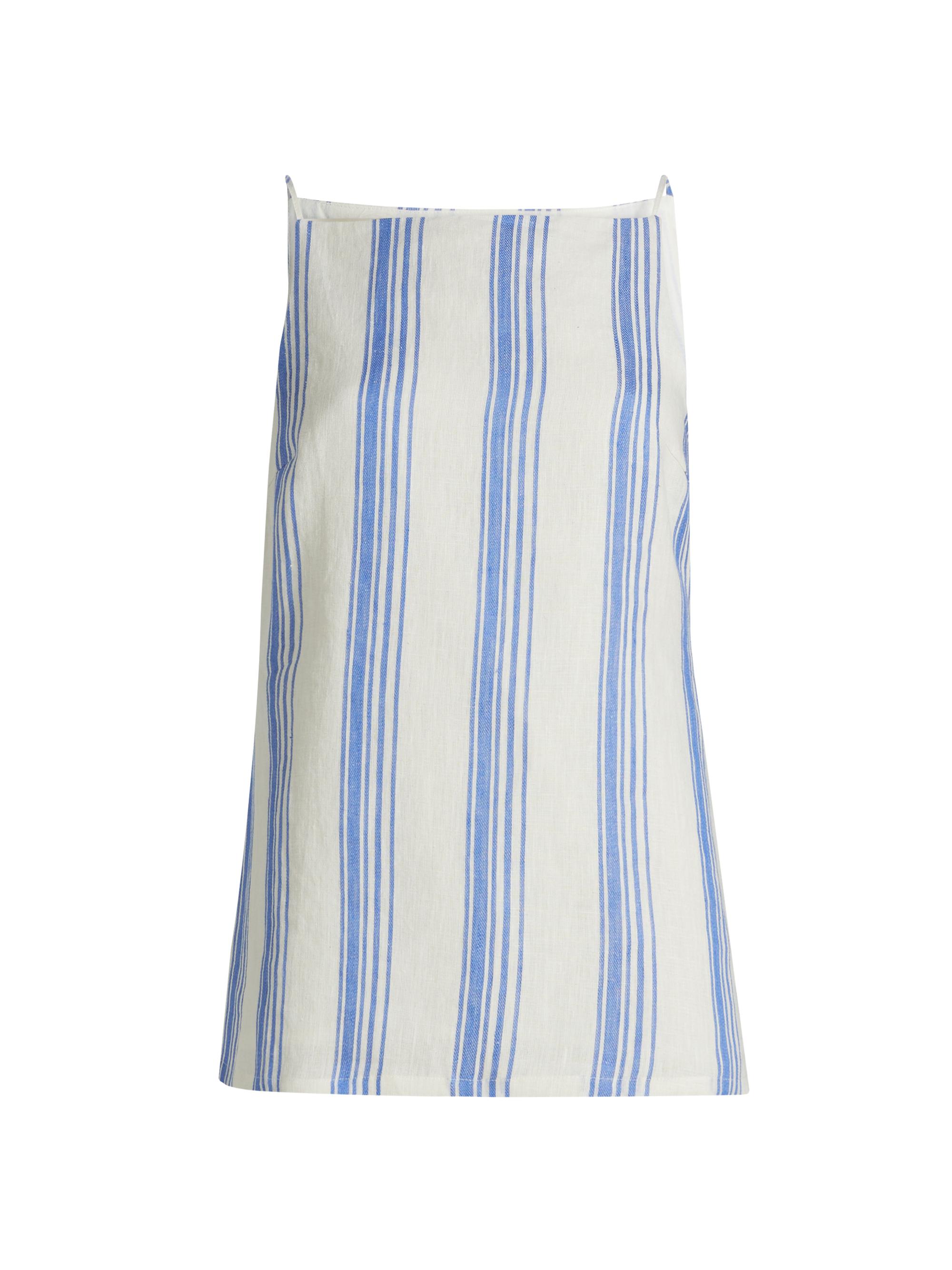 Kivari Women's Isabelle Striped Linen Boatneck Top - Blue Stripe