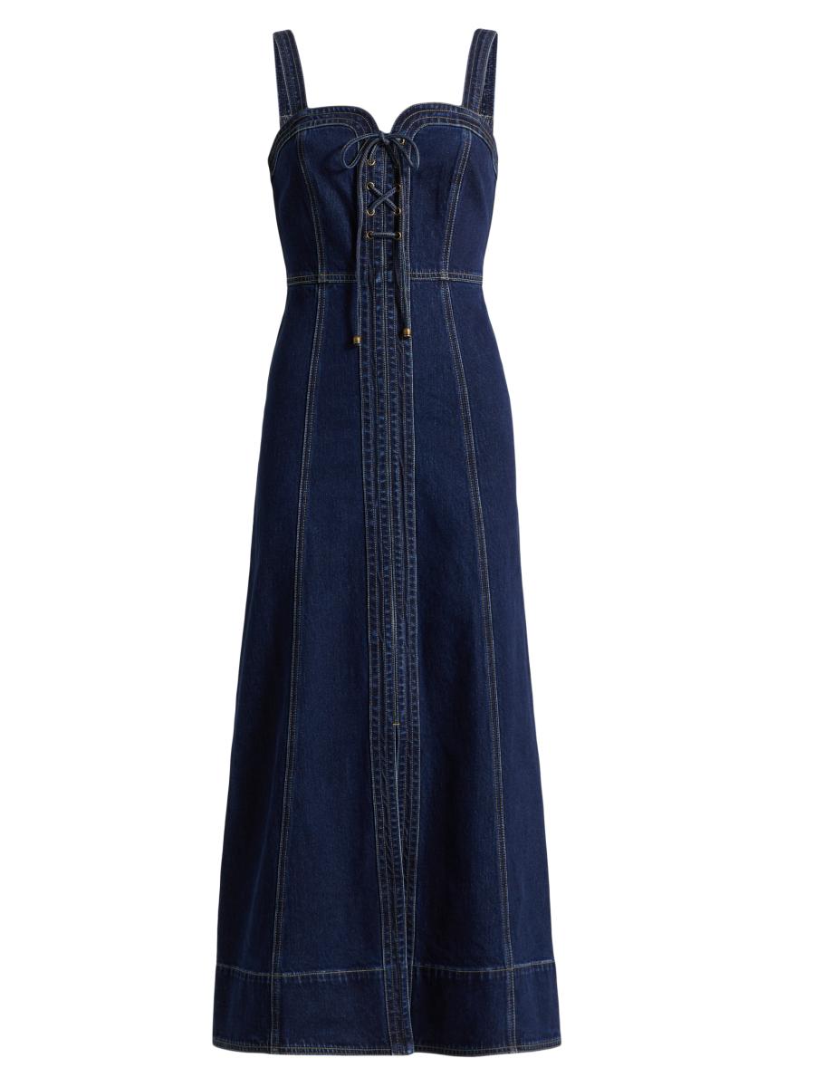 Kivari Women's Joelle Denim Sweetheart Midi-dress In Blue