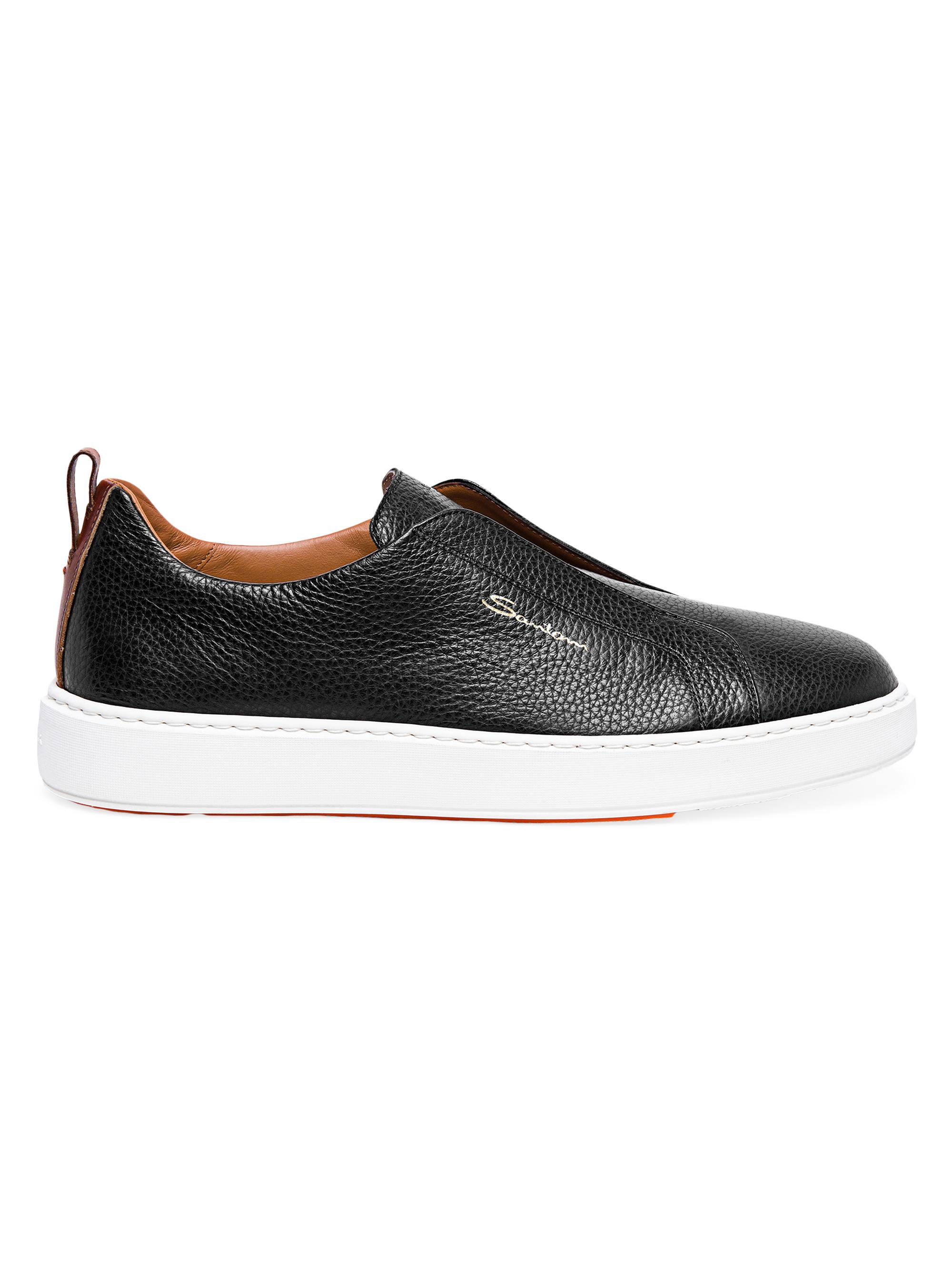 Santoni Men's Victory Leather Slip-On Sneakers - Black