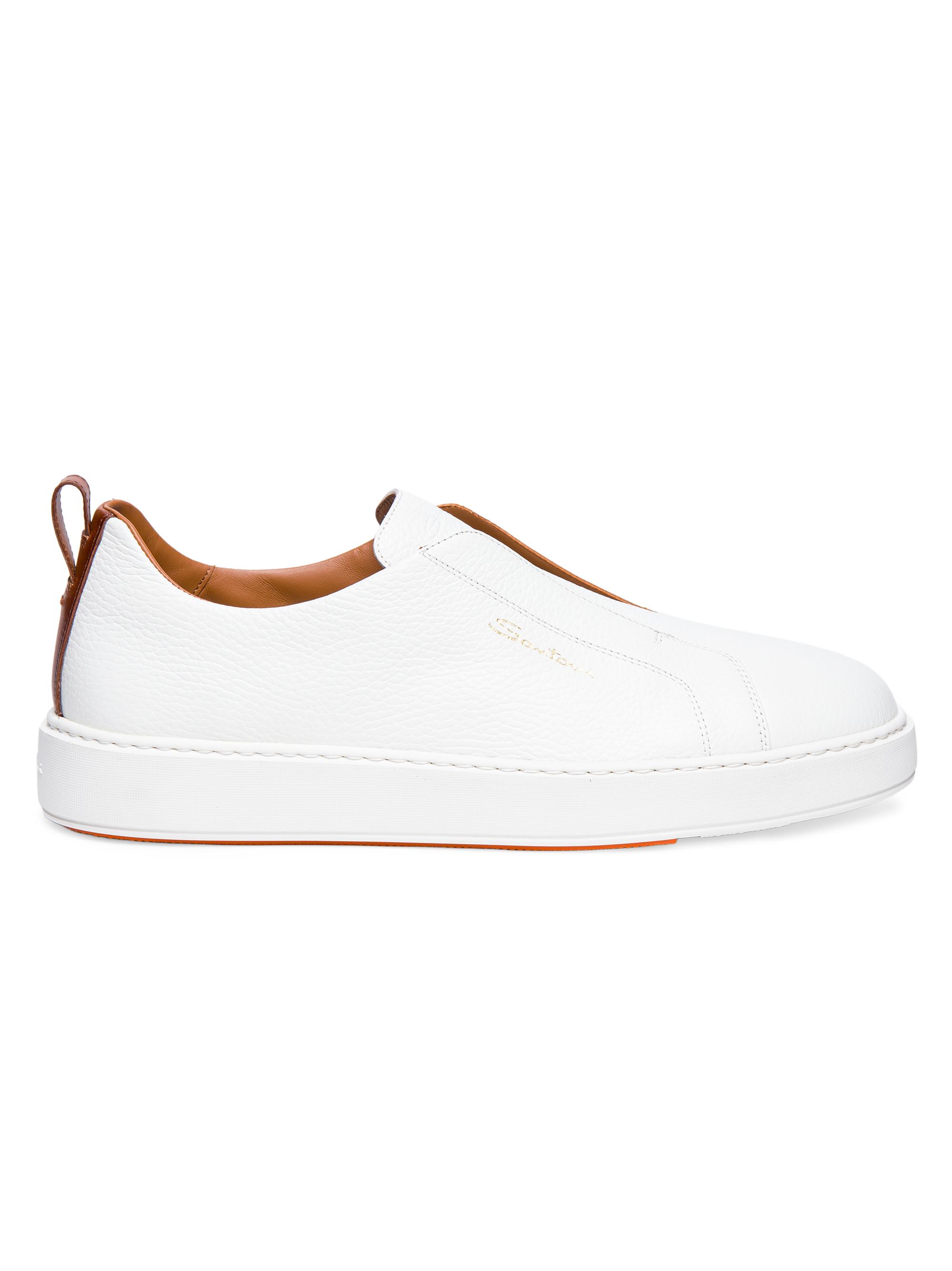 Santoni Men's Victory Leather Slip-On Sneakers - White