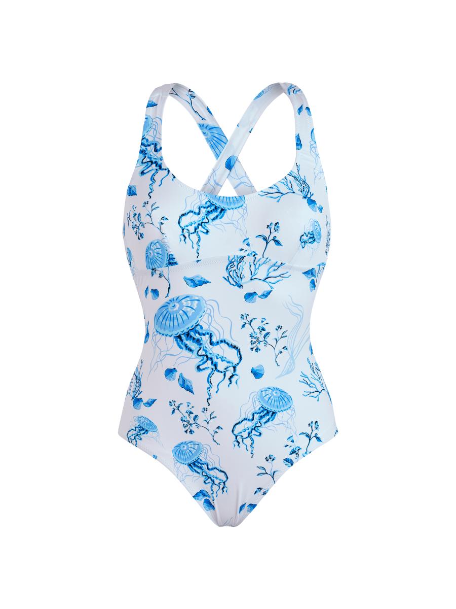 Vilebrequin Women's Seashell Print Crossed Back One-piece Swimsuit In White