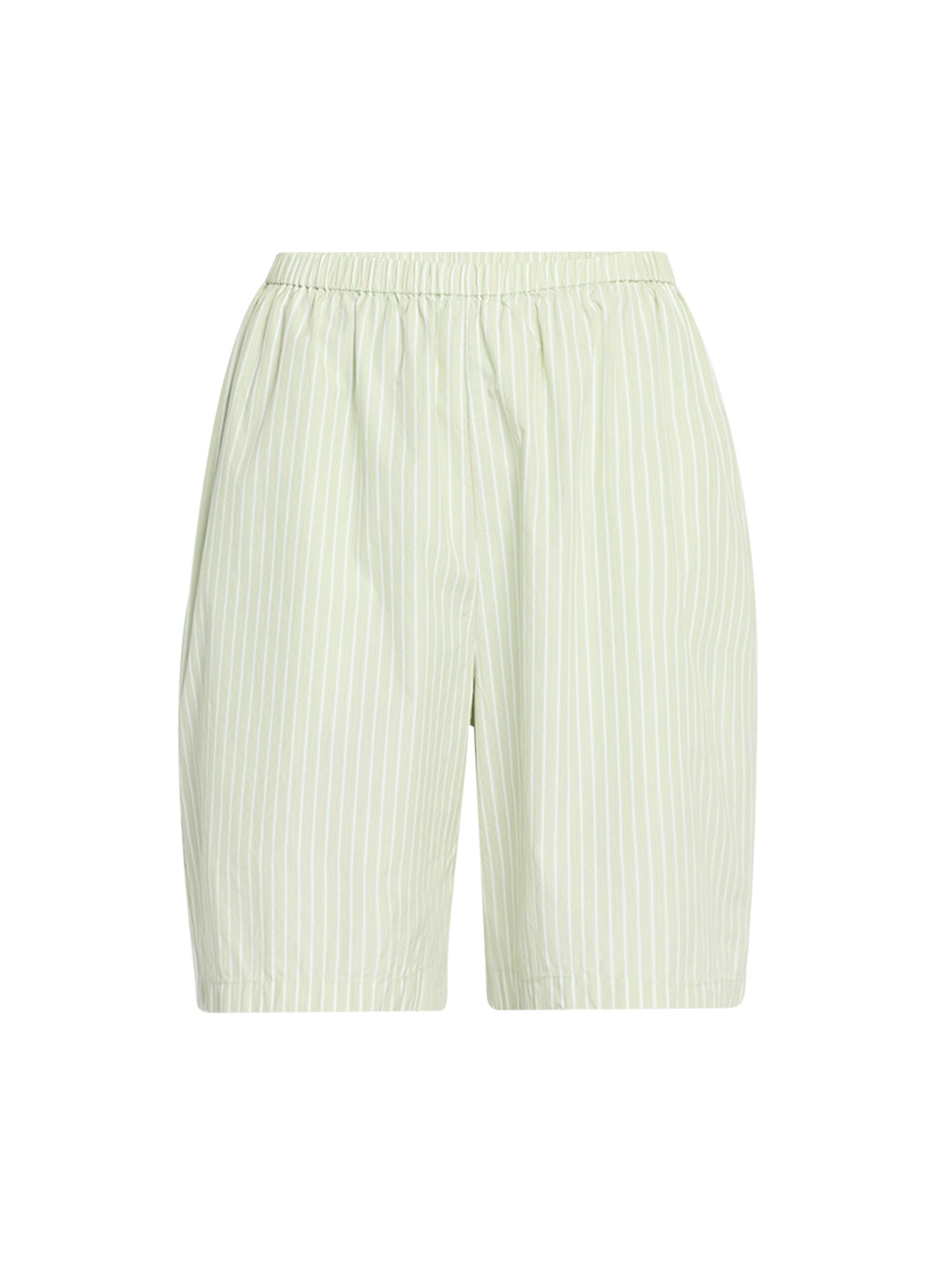 The Row Women's Zinnia Pinstriped Cotton Relaxed Shorts - Green