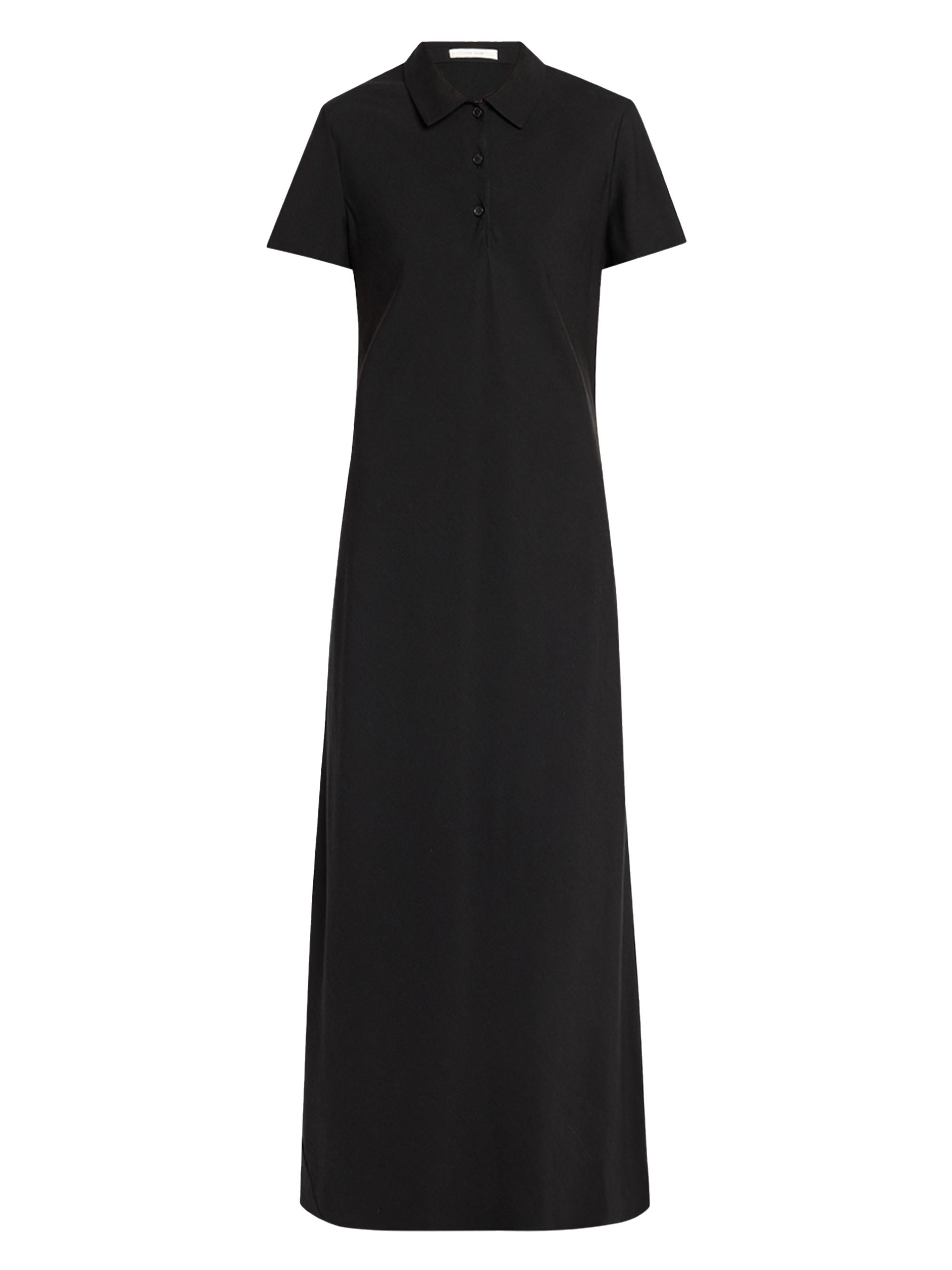 The Row Women's Valenit Cotton Point-Collar Maxi Dress - Black