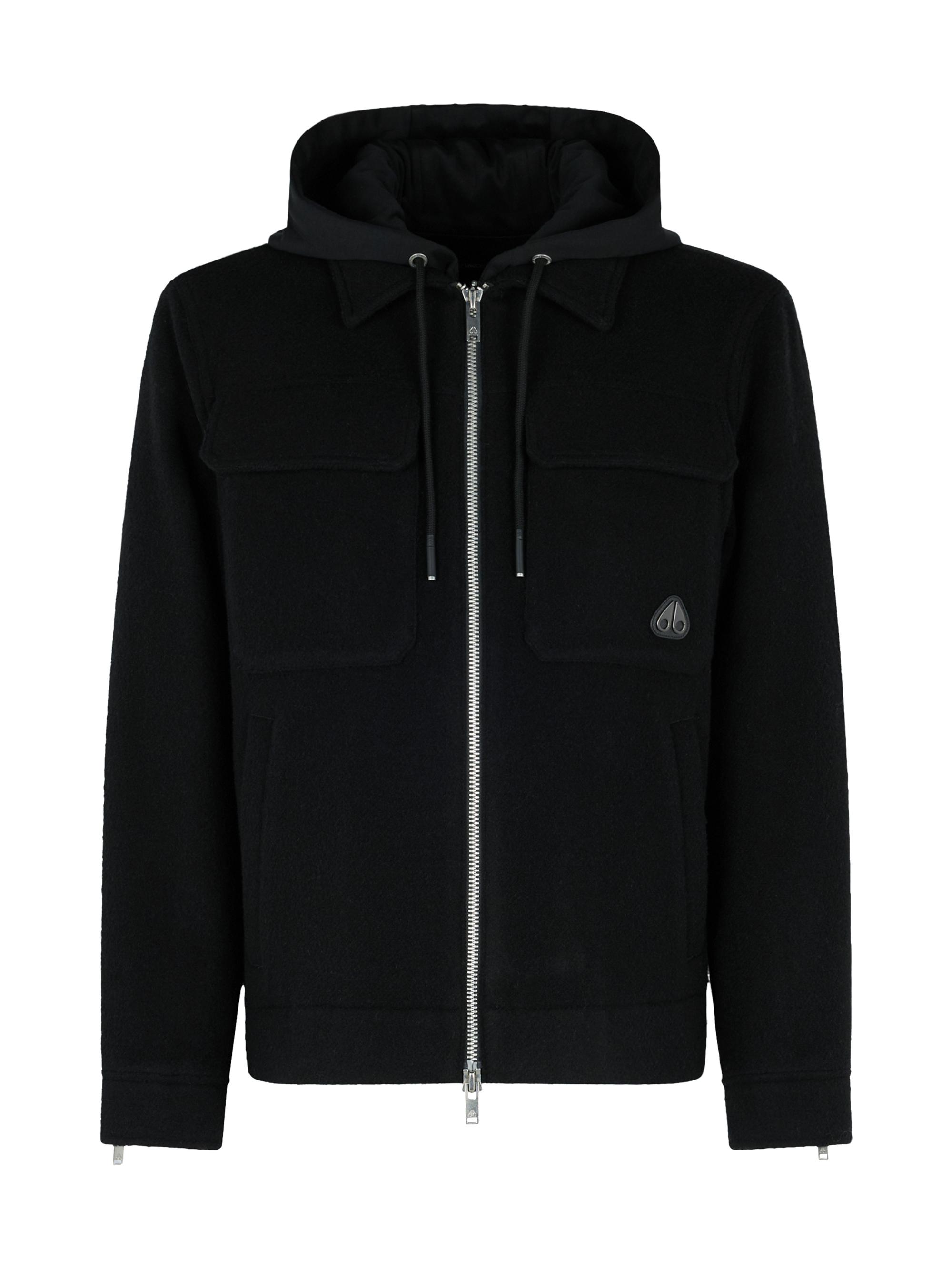 Moose Knuckles Men's Snowdon Wool-Blend Hooded Shirt Jacket - Black