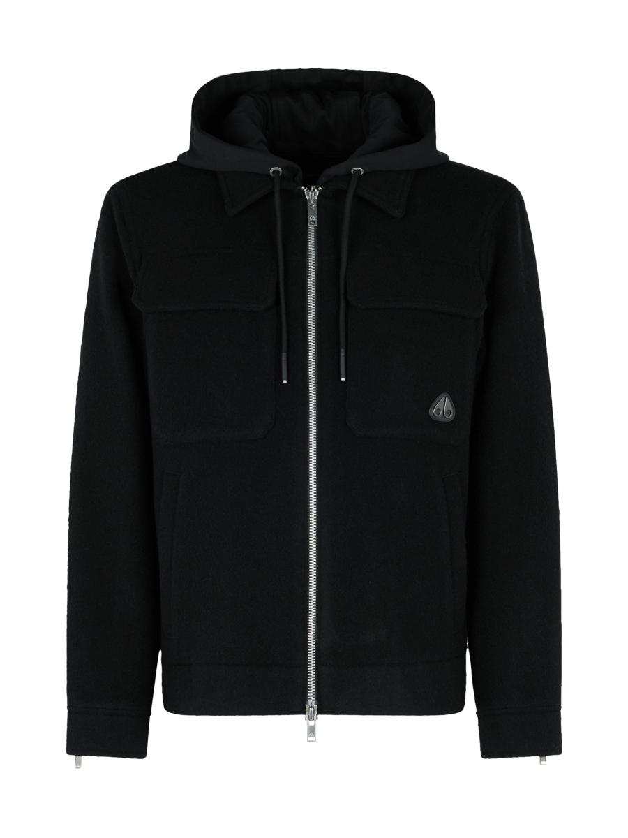Moose Knuckles Men's Snowdon Wool-blend Hooded Shirt Jacket In Black