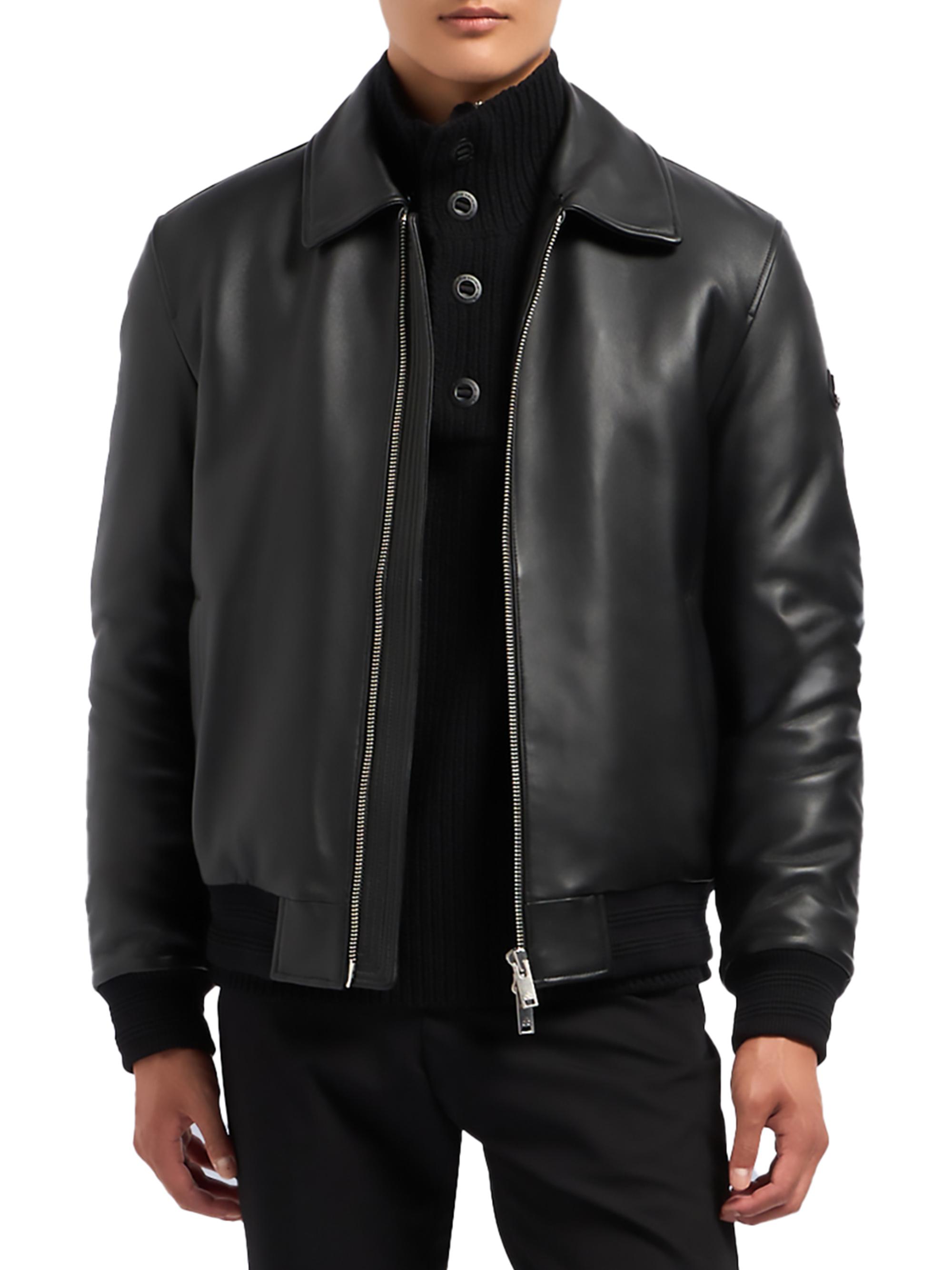 Moose Knuckles Toba Shearling-Trim Leather Bomber Jacket | Saks