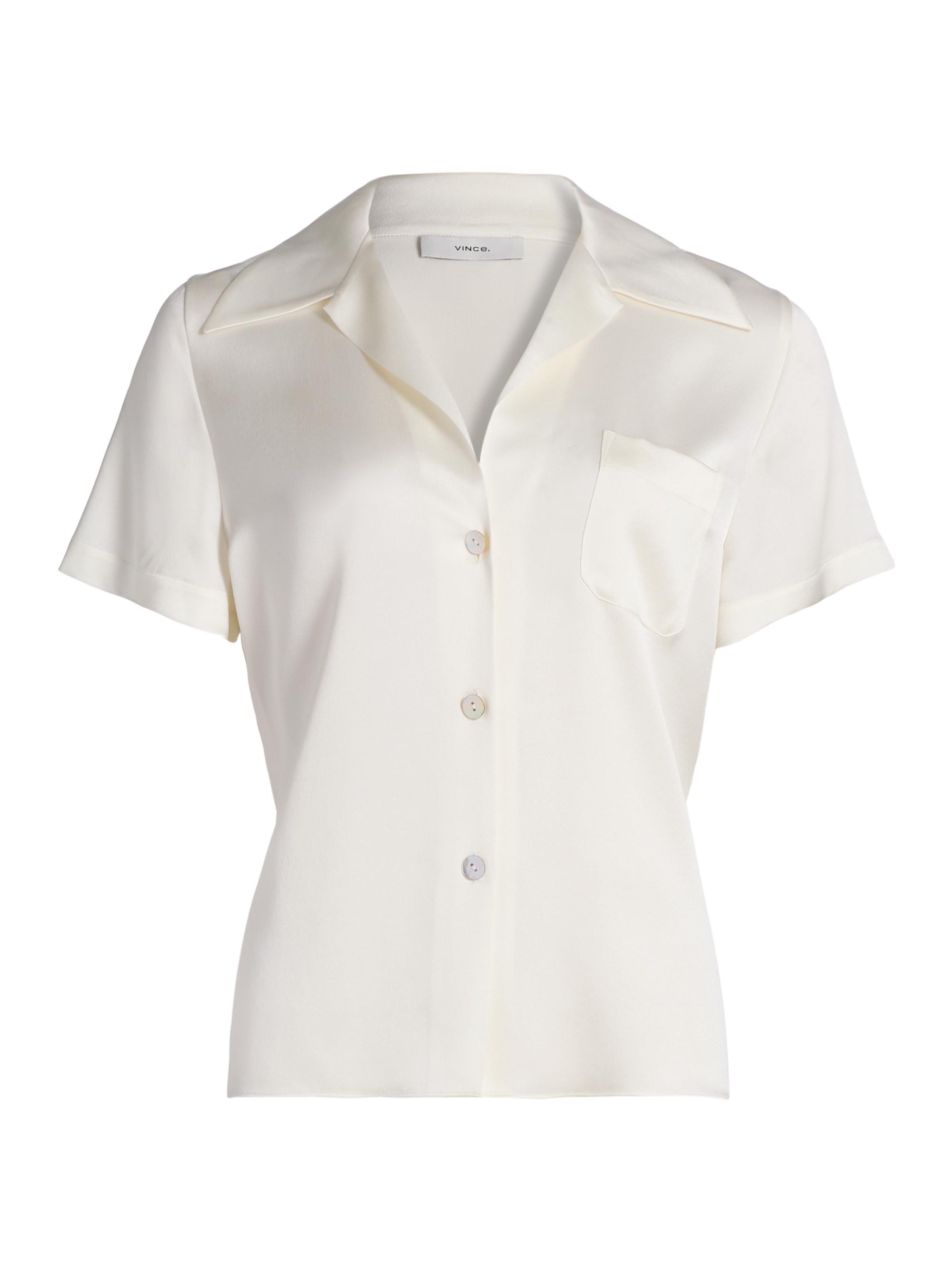 Vince Women's Silk Button-Front Shirt - Off White