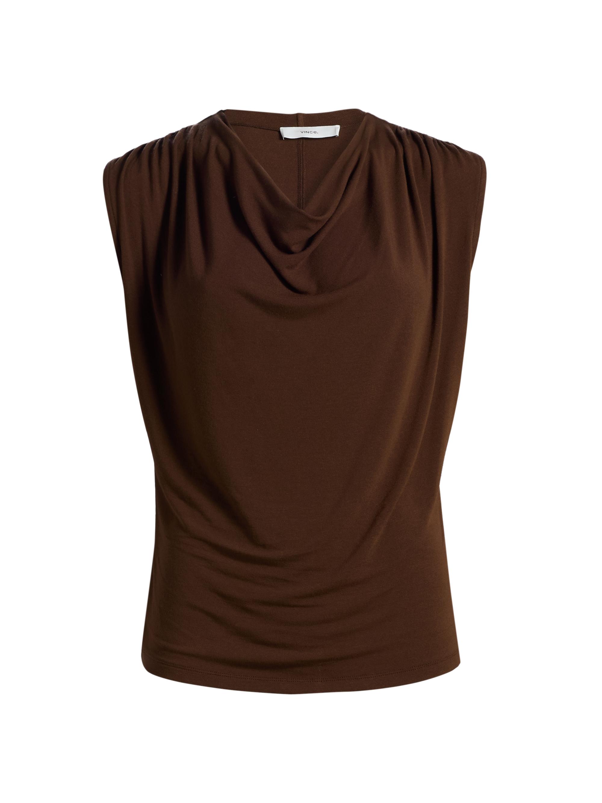 Vince Women's Draped Cowlneck Sleeveless Top - Espresso