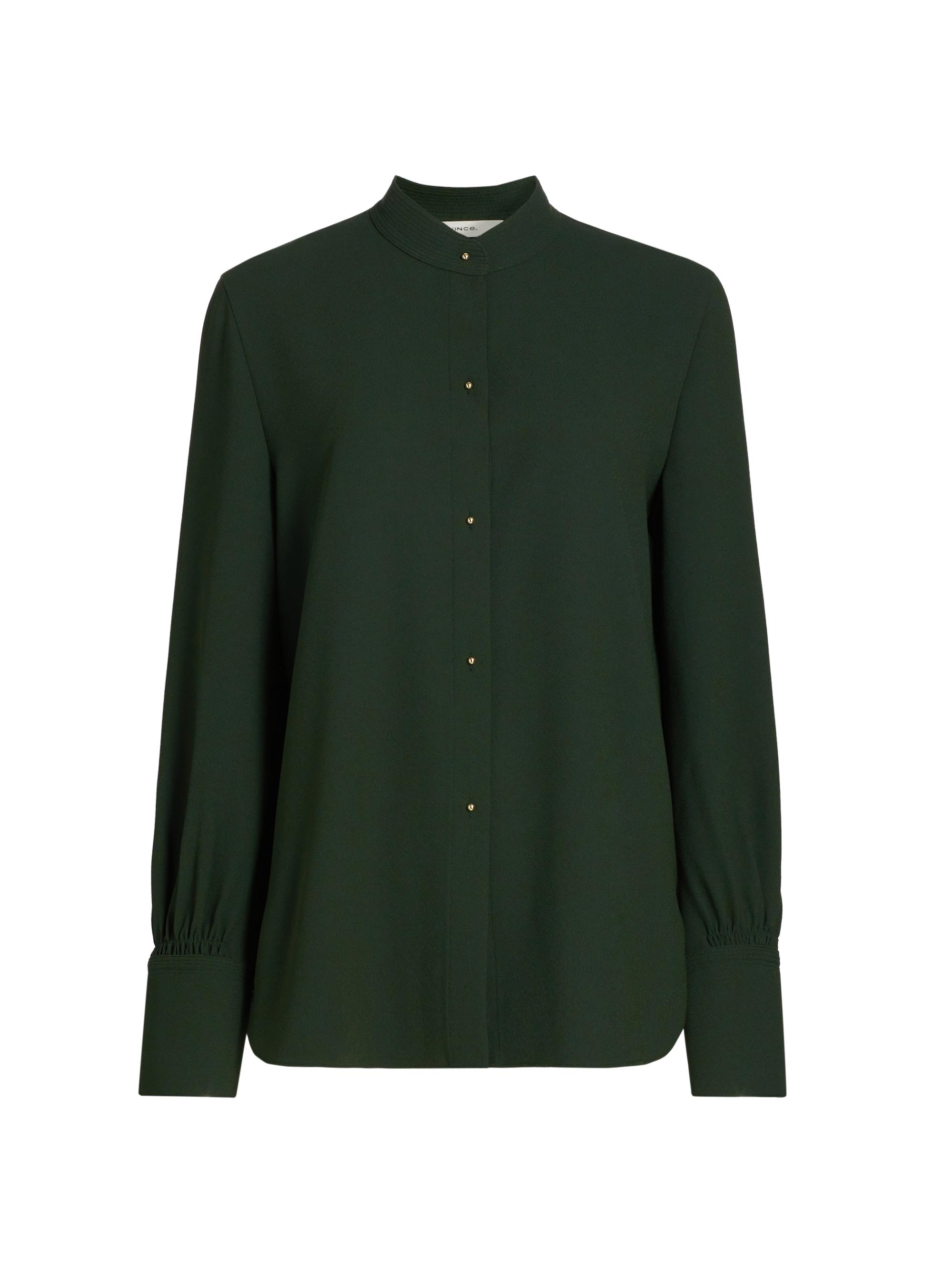 Vince Women's Metal Button-Detailed Long-Sleeve Shirt - Forest