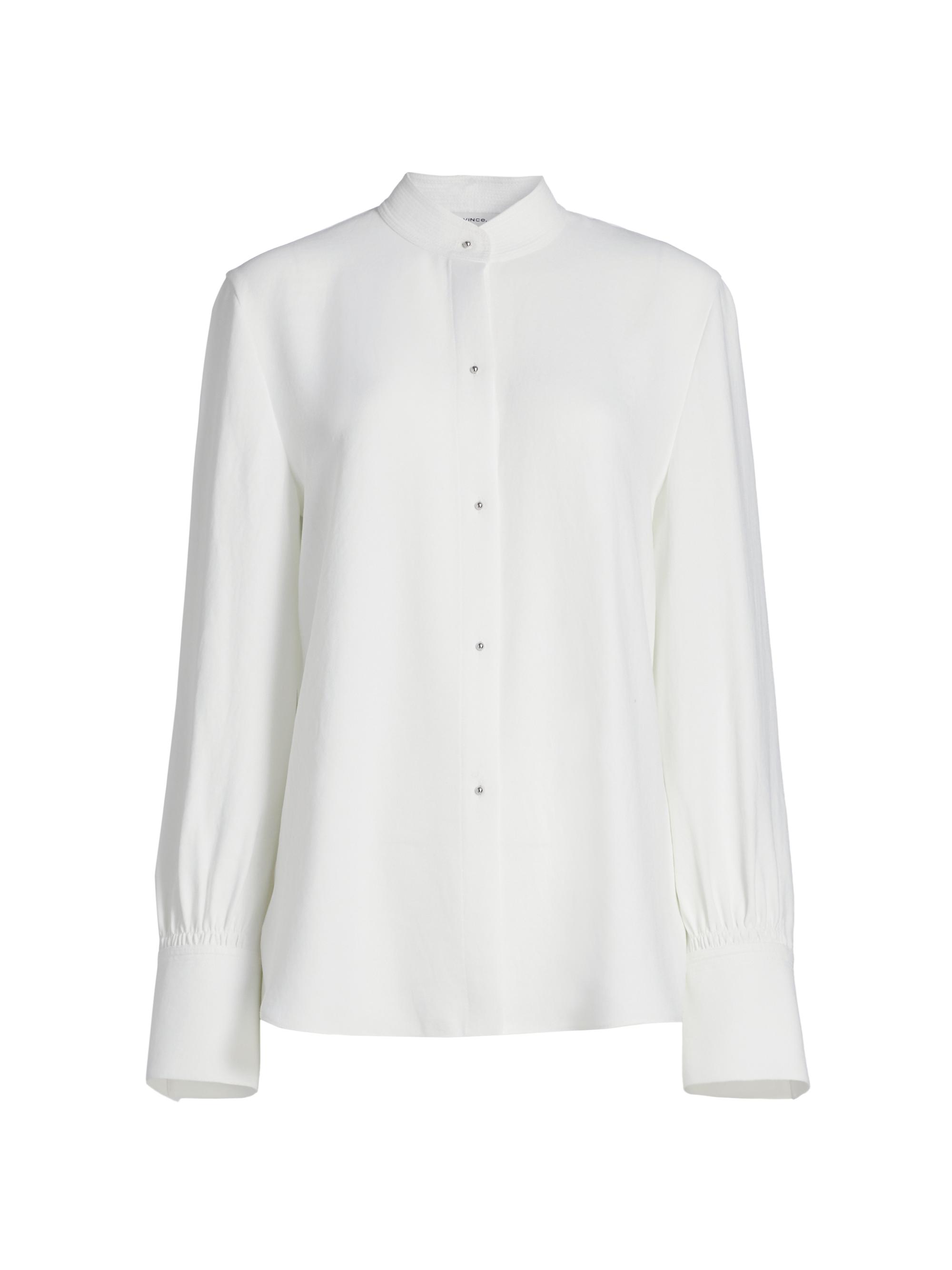 Vince Women's Metal Button-Detailed Long-Sleeve Shirt - Off White | Thumbnail 8
