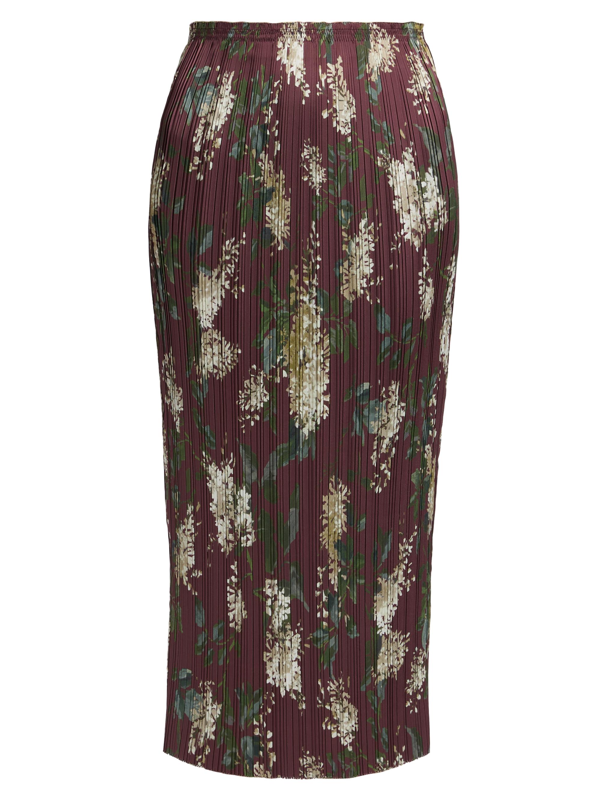 Vince Women's Lilac Print Micro-Pleated Midi-Skirt - Dark Bordeaux