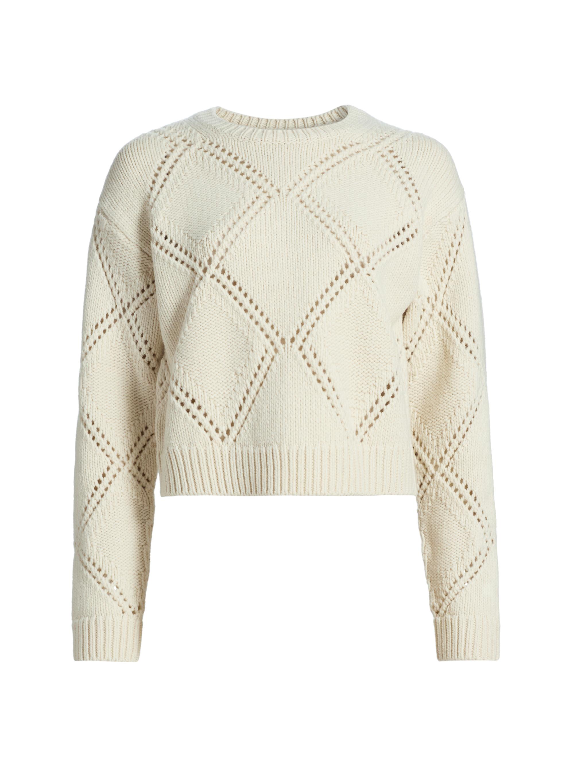 Vince Women's Argyle Wool Crewneck Sweater - Cream