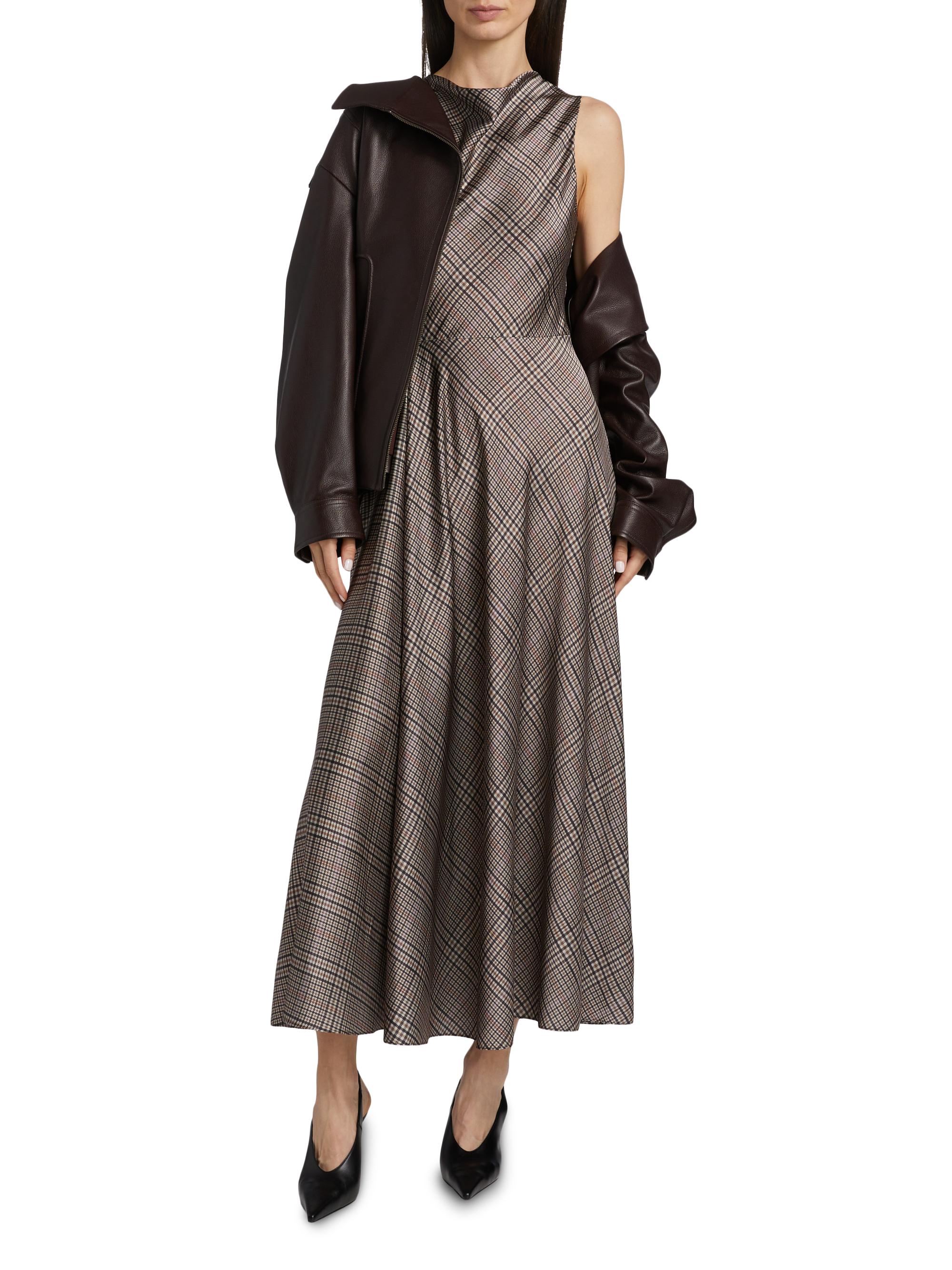 Vince Plaid Fit & Flare Cowlneck Maxi Dress | Saks Fifth Avenue