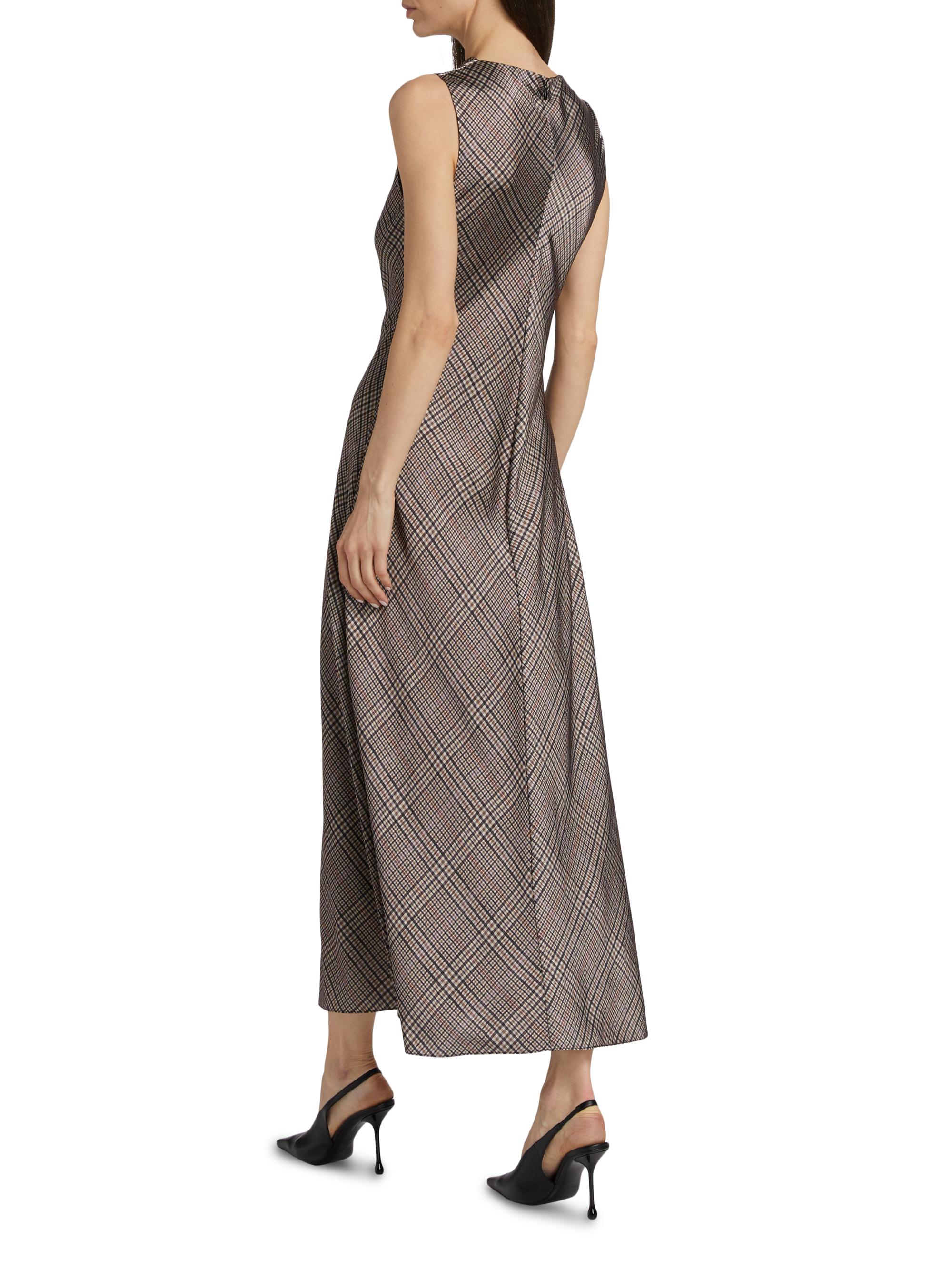 Vince Plaid Fit & Flare Cowlneck Maxi Dress | Saks Fifth Avenue