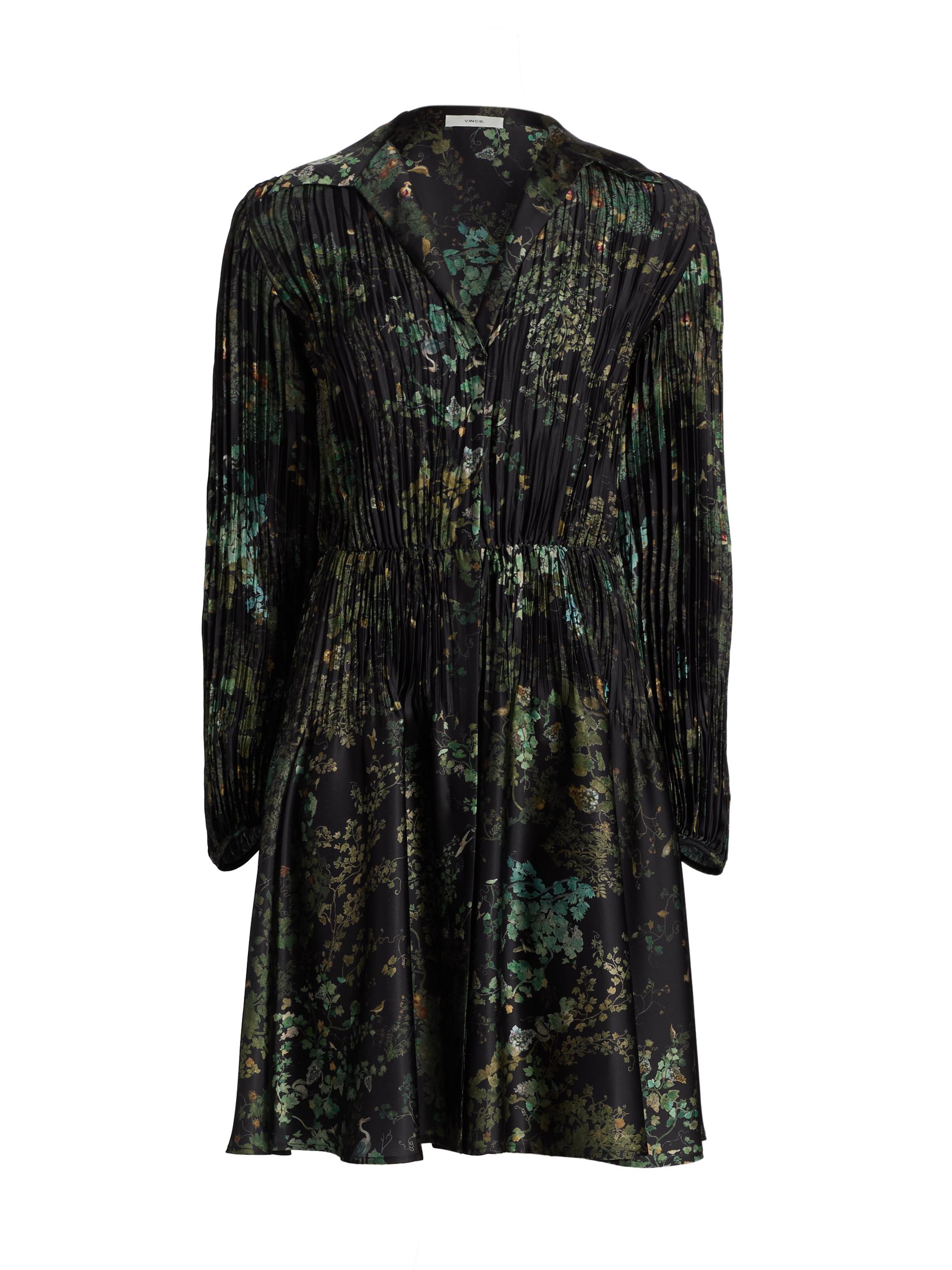 Vince Women's Grape Vine Pleated Knee-Length Shirtdress - Black Sky