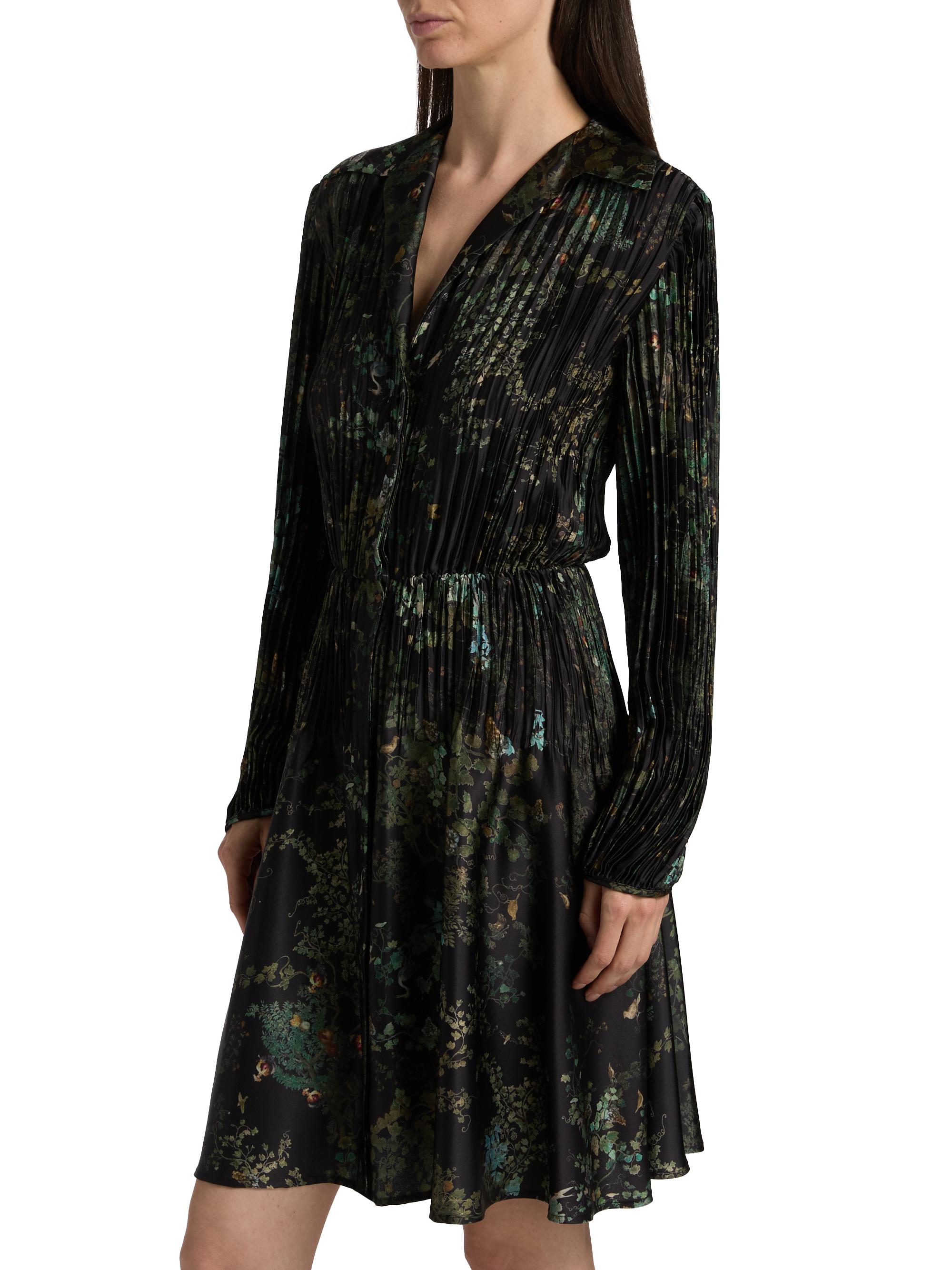 Vince Grape Vine Crushed Satin Shirt Dress - Black Sky - S