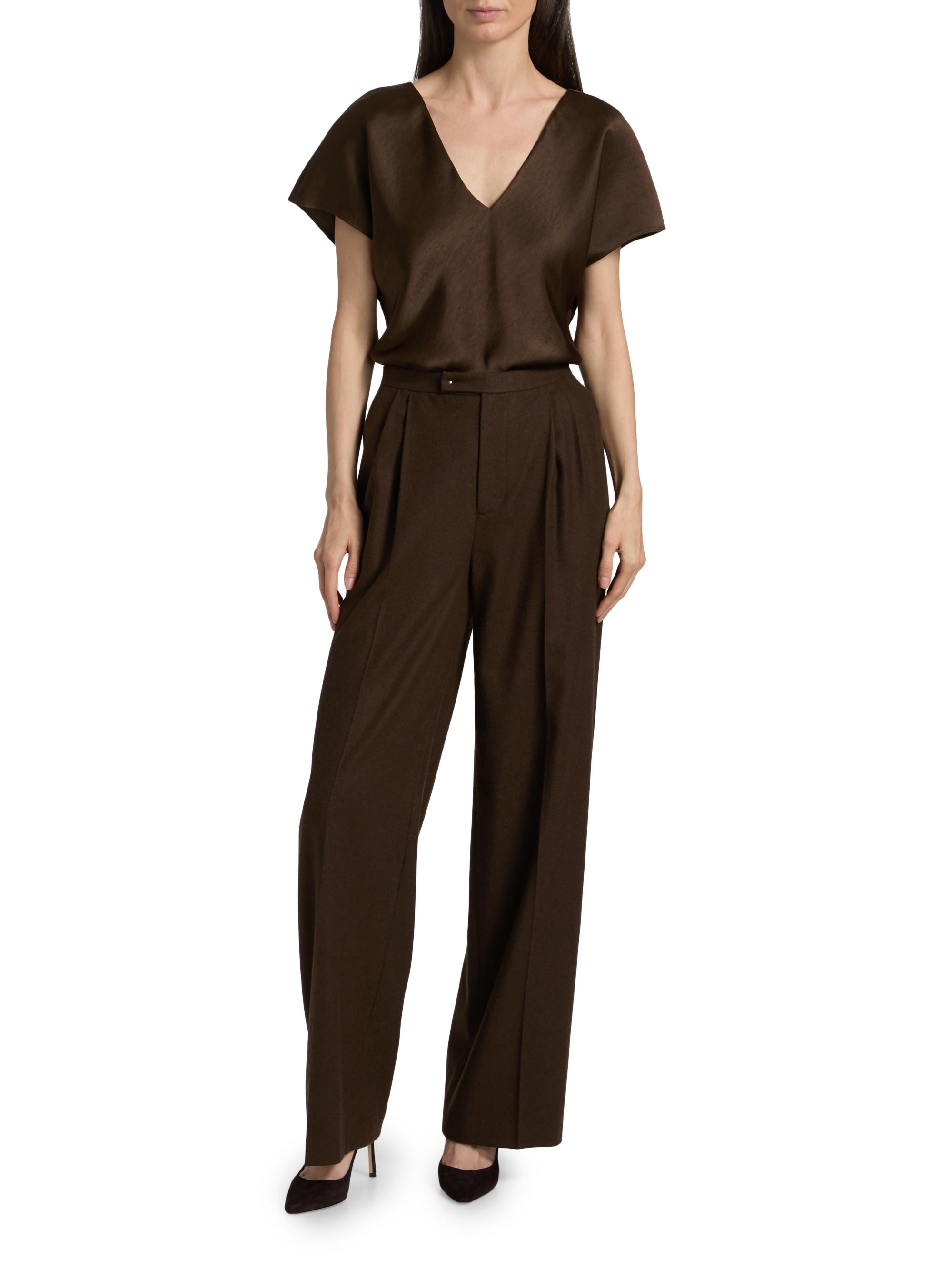 Vince Cap-Sleeve Satin V-Neck Blouse | Saks Fifth Avenue