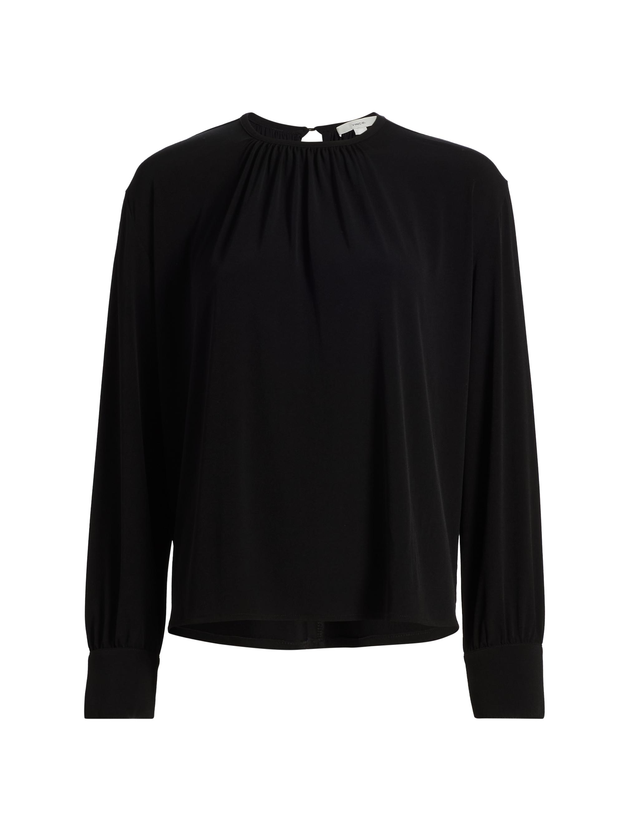 Vince Women's Gathered Crewneck Blouse - Black