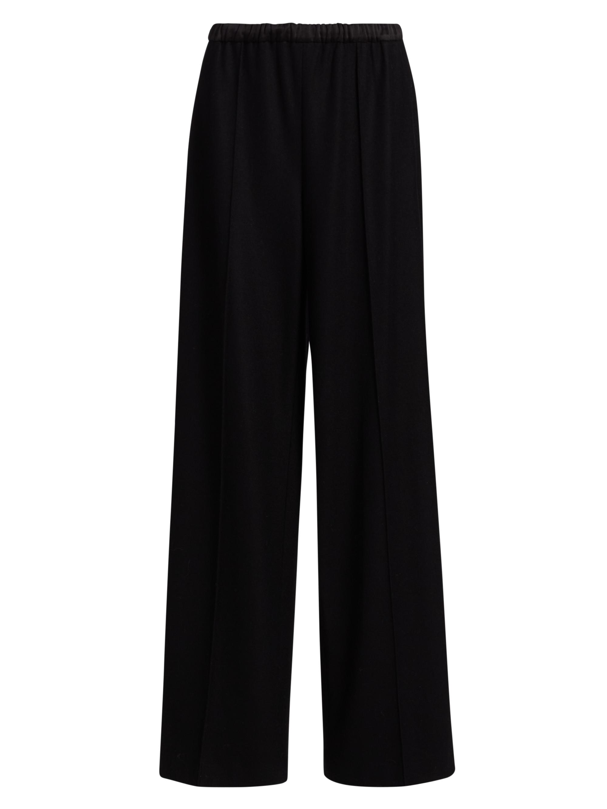 Vince Women's Wool-Blend Satin-Trimmed Wide-Leg Pants - Black