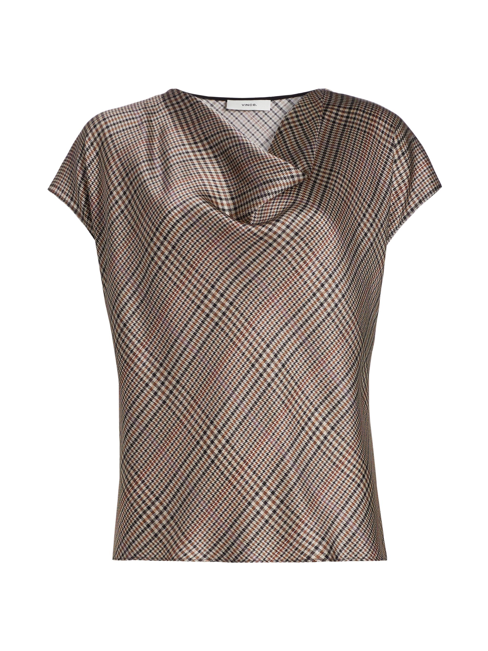 Vince Women's Plaid Silk Cowlneck Blouse - Mulighti Plaid