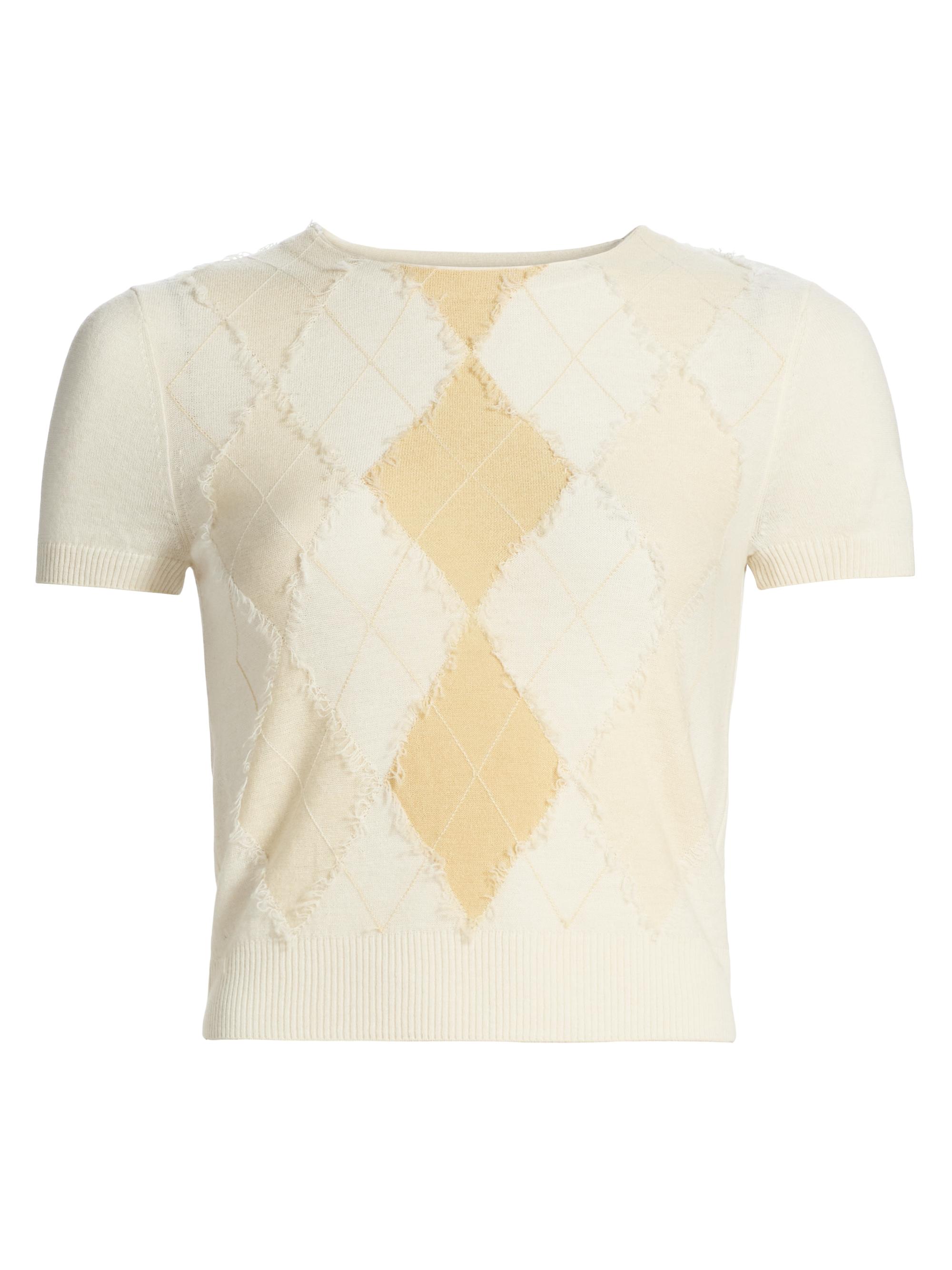 Vince Women's Argyle Wool-Blend Sweater - Crema Palazzo Buttermilk