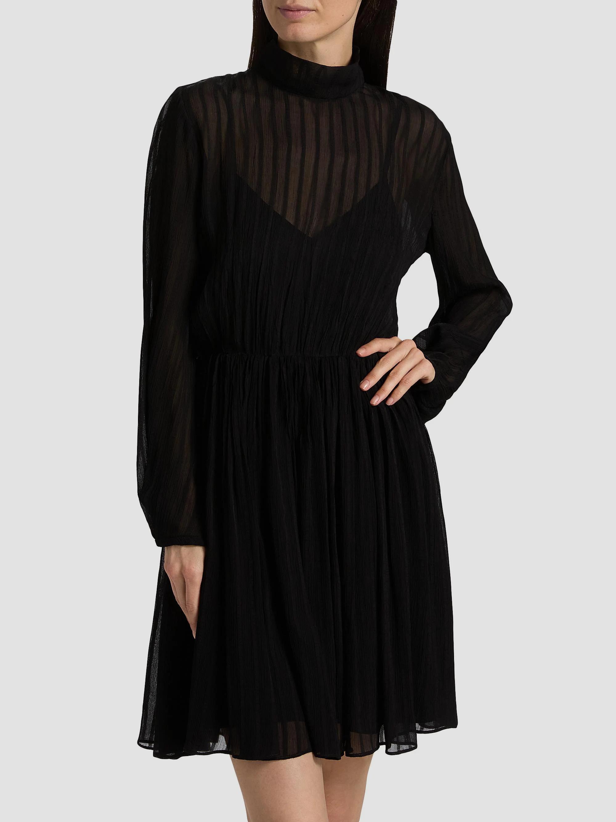 Vince Crinkle Stripe Mock Turtleneck Midi-Dress | Saks Fifth Avenue