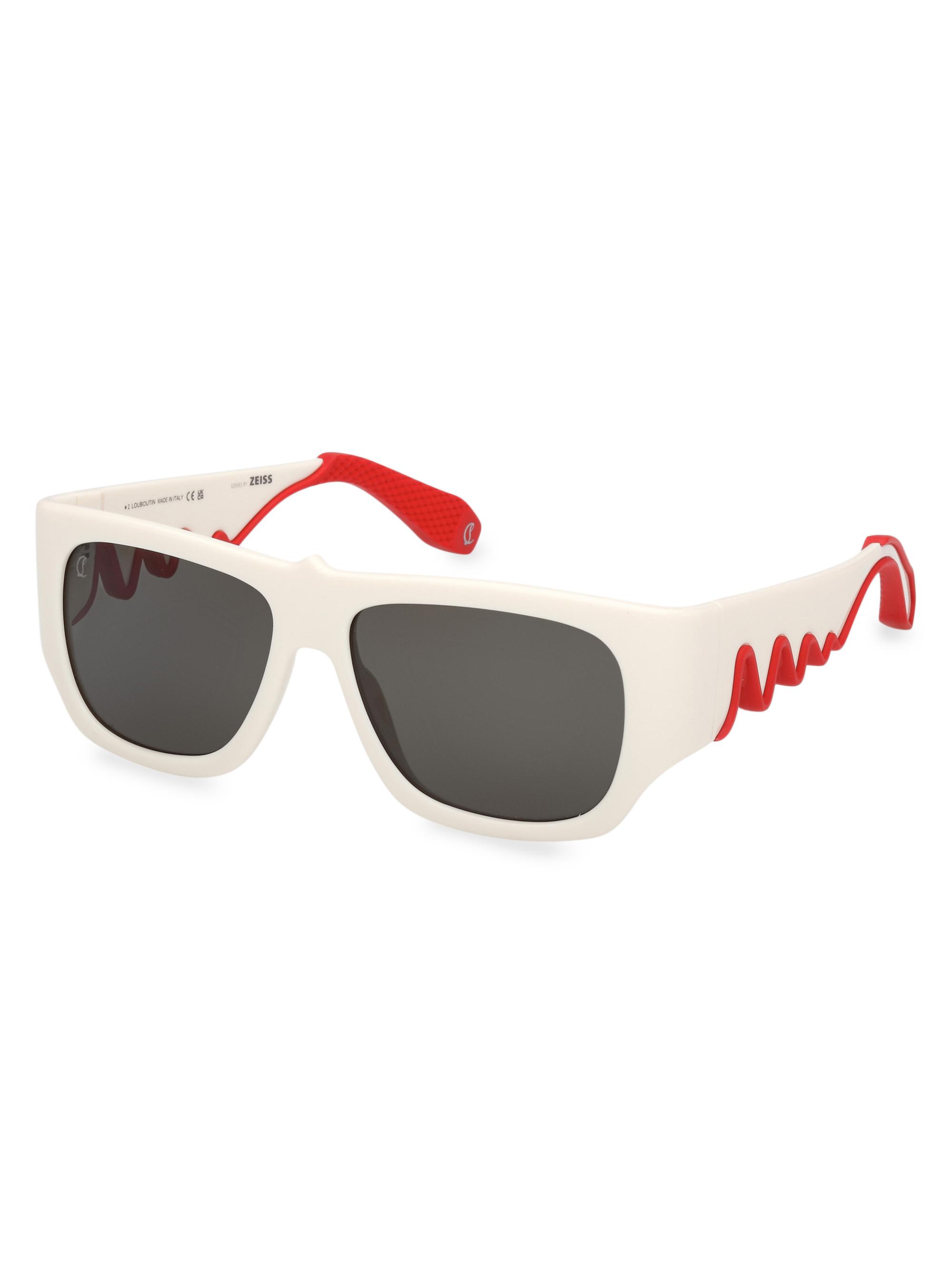 Christian Louboutin Women's Loubishark 57MM Square Sunglasses - Red White Grey
