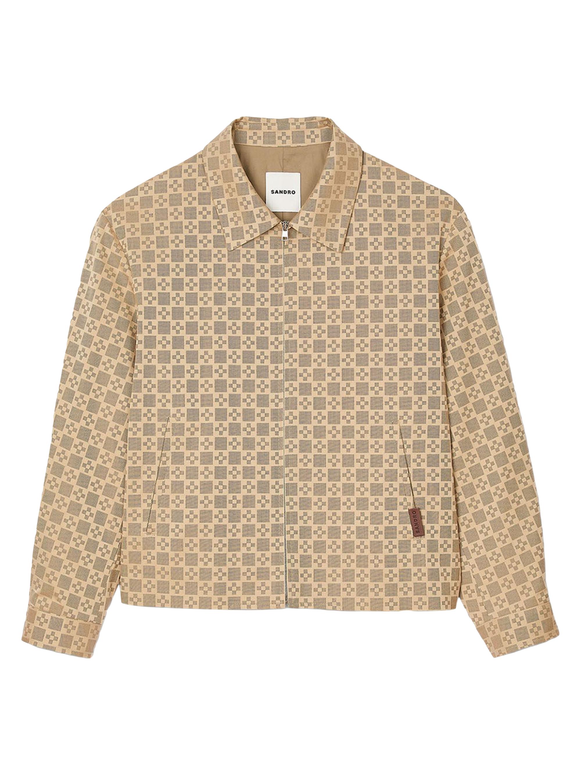 Sandro Men's Square Cross Zip-Up Jacket - Sand