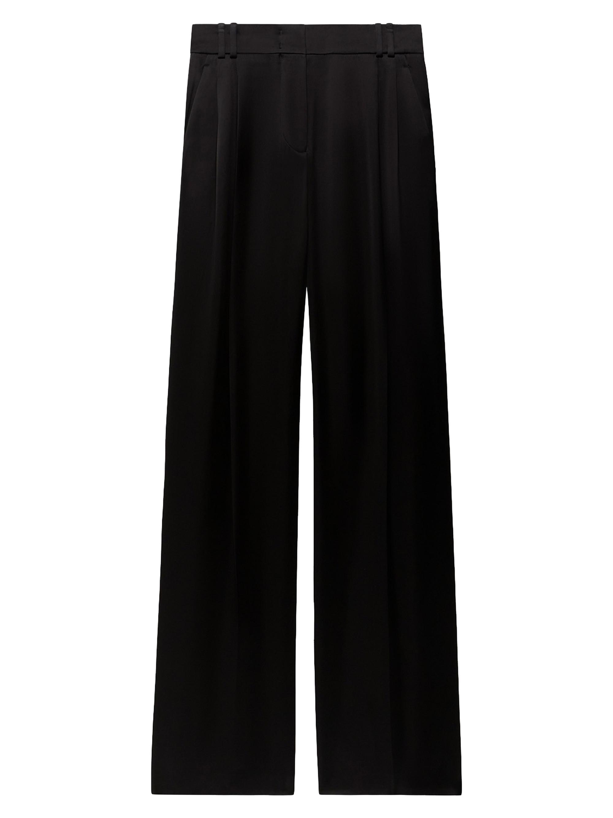 Another Tomorrow Women's Satin Pleated Trousers - Black