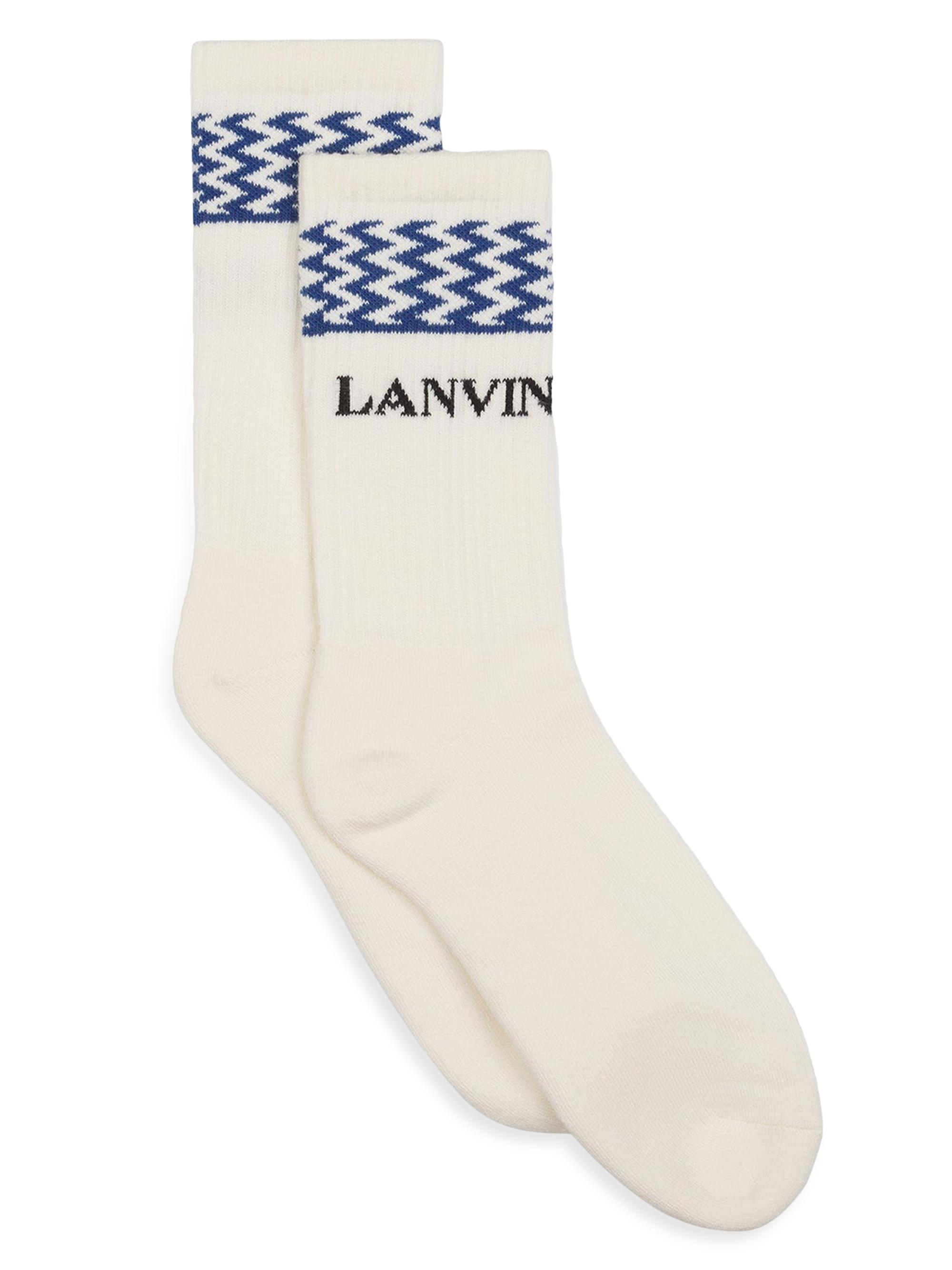 Lanvin Men's Curb Socks - Petrol Ecru