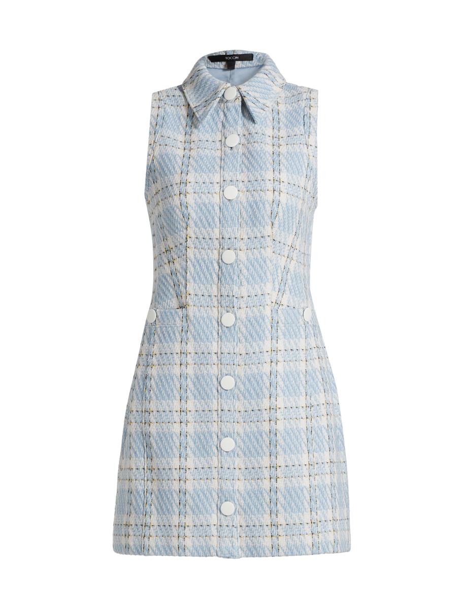 Toccin Women's Sophia Plaid Tweed Button-front Minidress In Multi