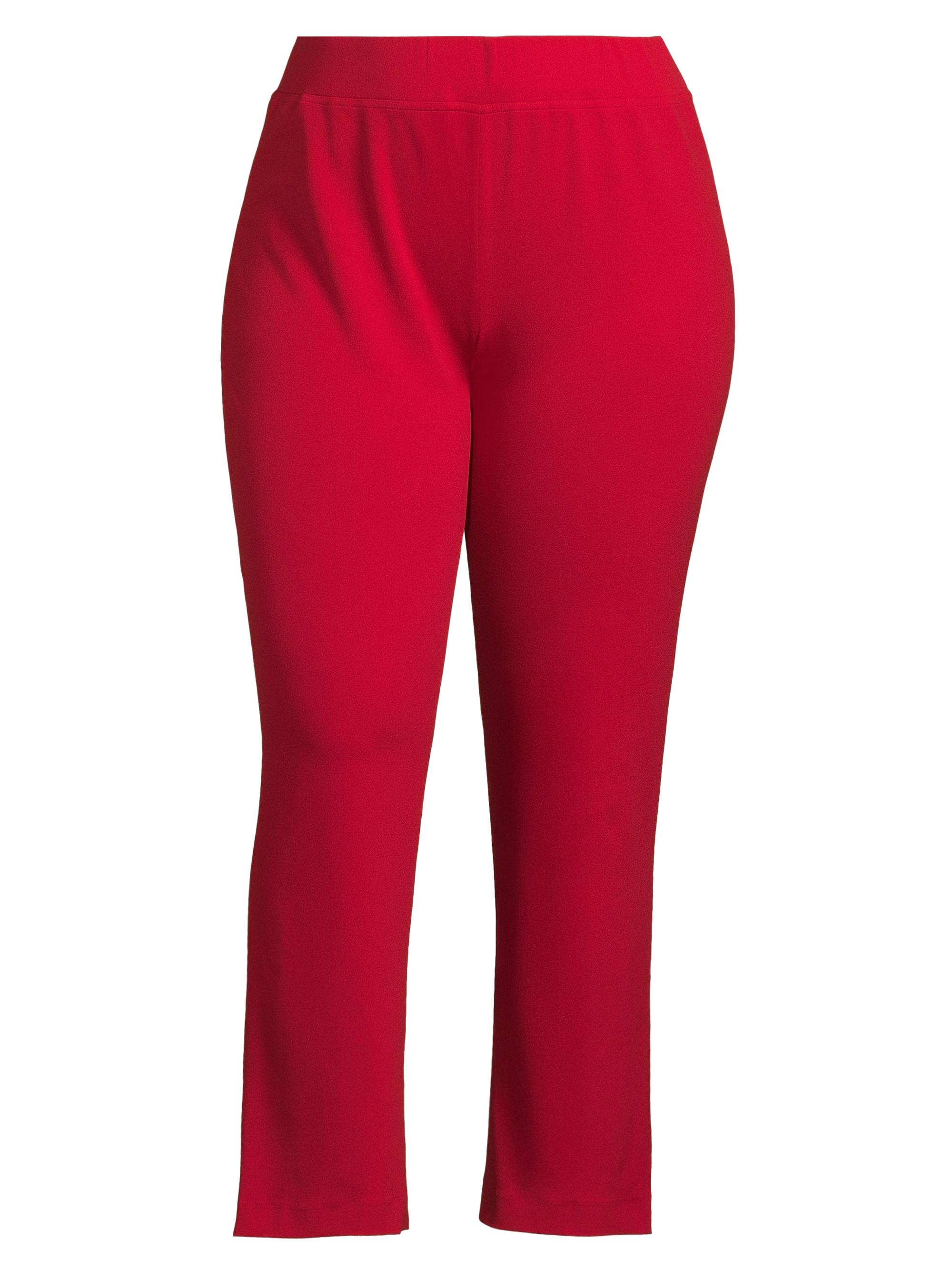 Ming Wang Women's Plus Stretch Deco Crepe Straight-Fit Pants - Holiday