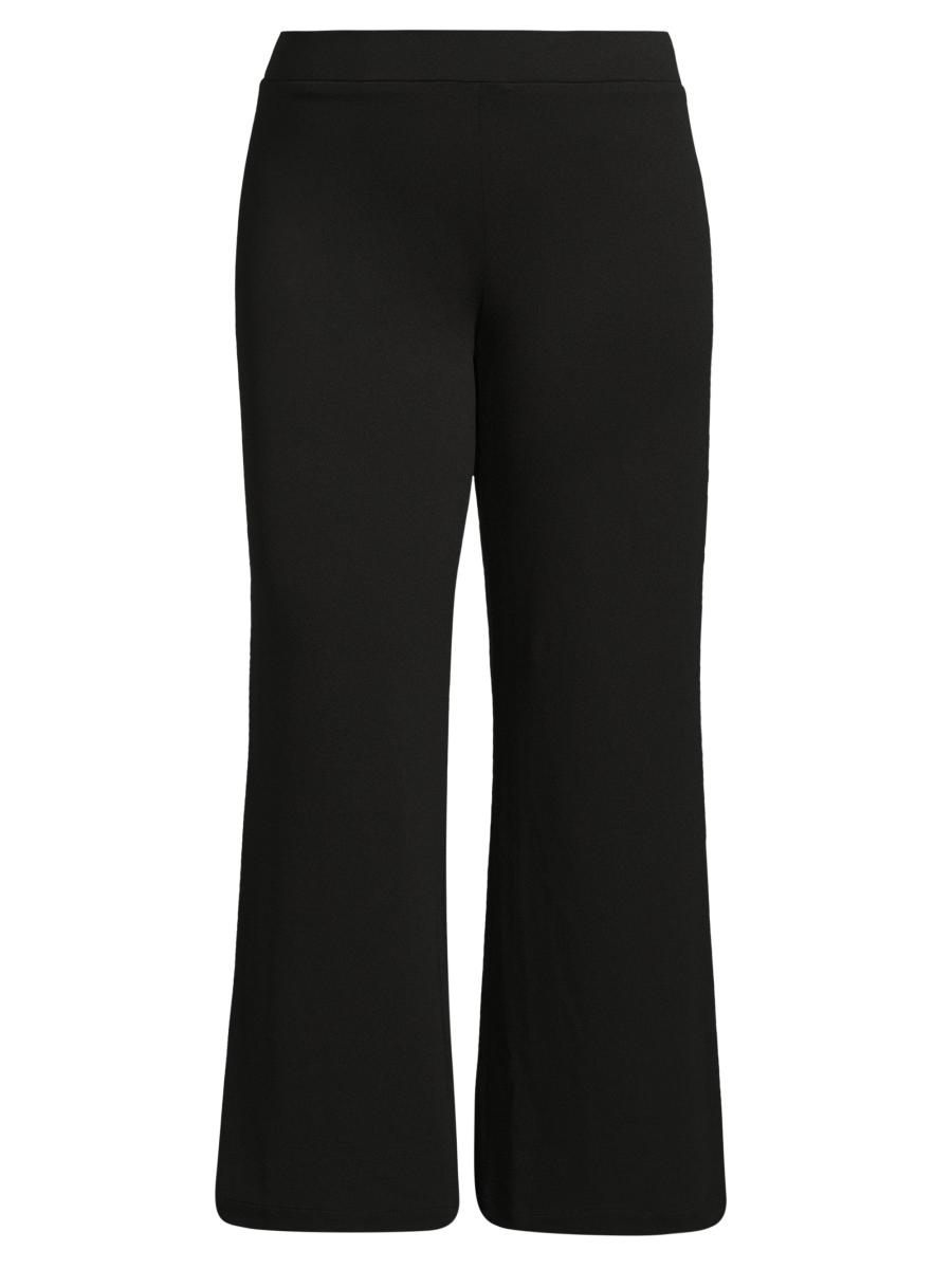 Ming Wang Women's Plus Stretch-crêpe Wide-leg Pants In Black