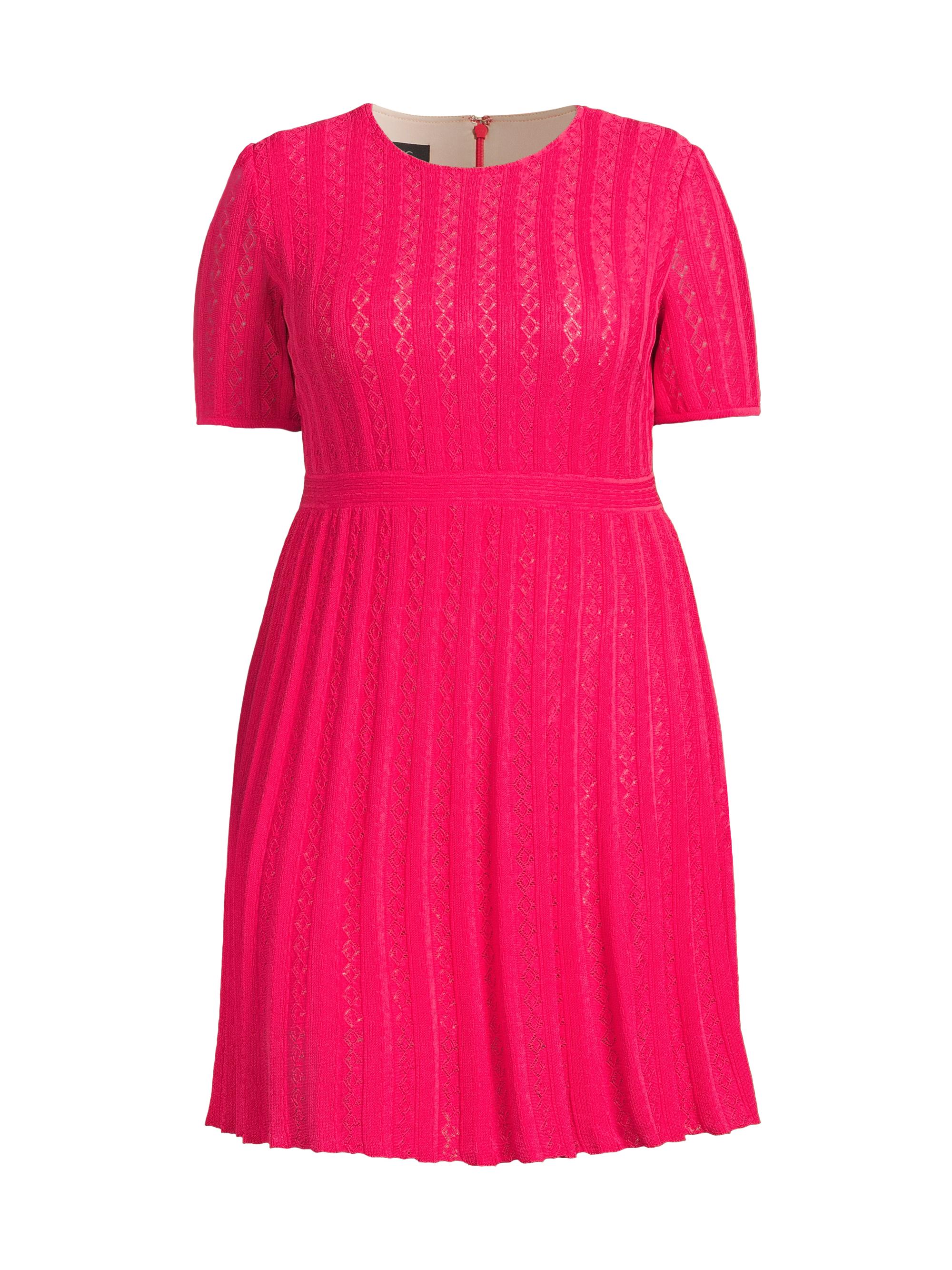 Ming Wang Women's Plus Pointelle-Knit Dress - Vibrant Fuschia