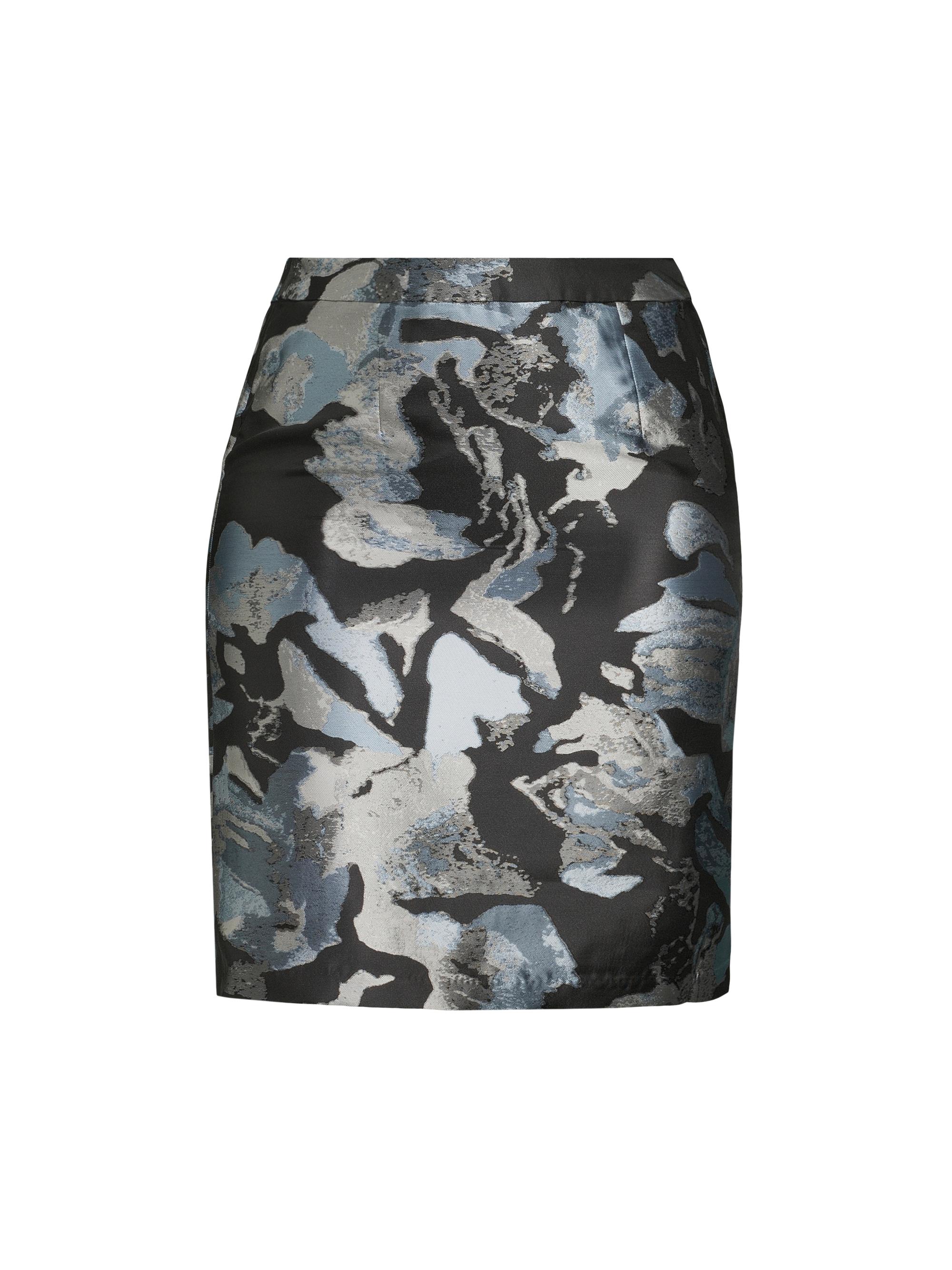 Ming Wang Women's Plus Floral Jacquard Pencil Skirt - Dawn Granite Lunar Rock