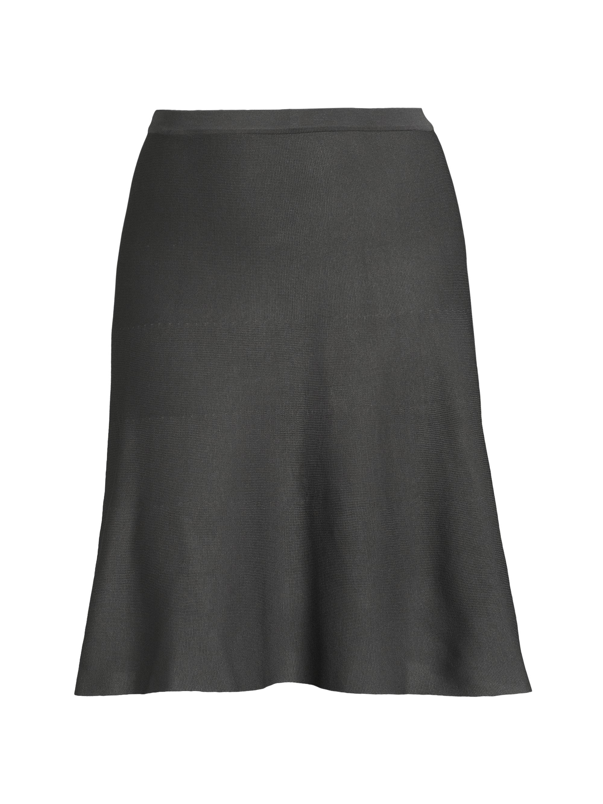 Ming Wang Women's Plus Knit A-Line Midi-Skirt - Granite