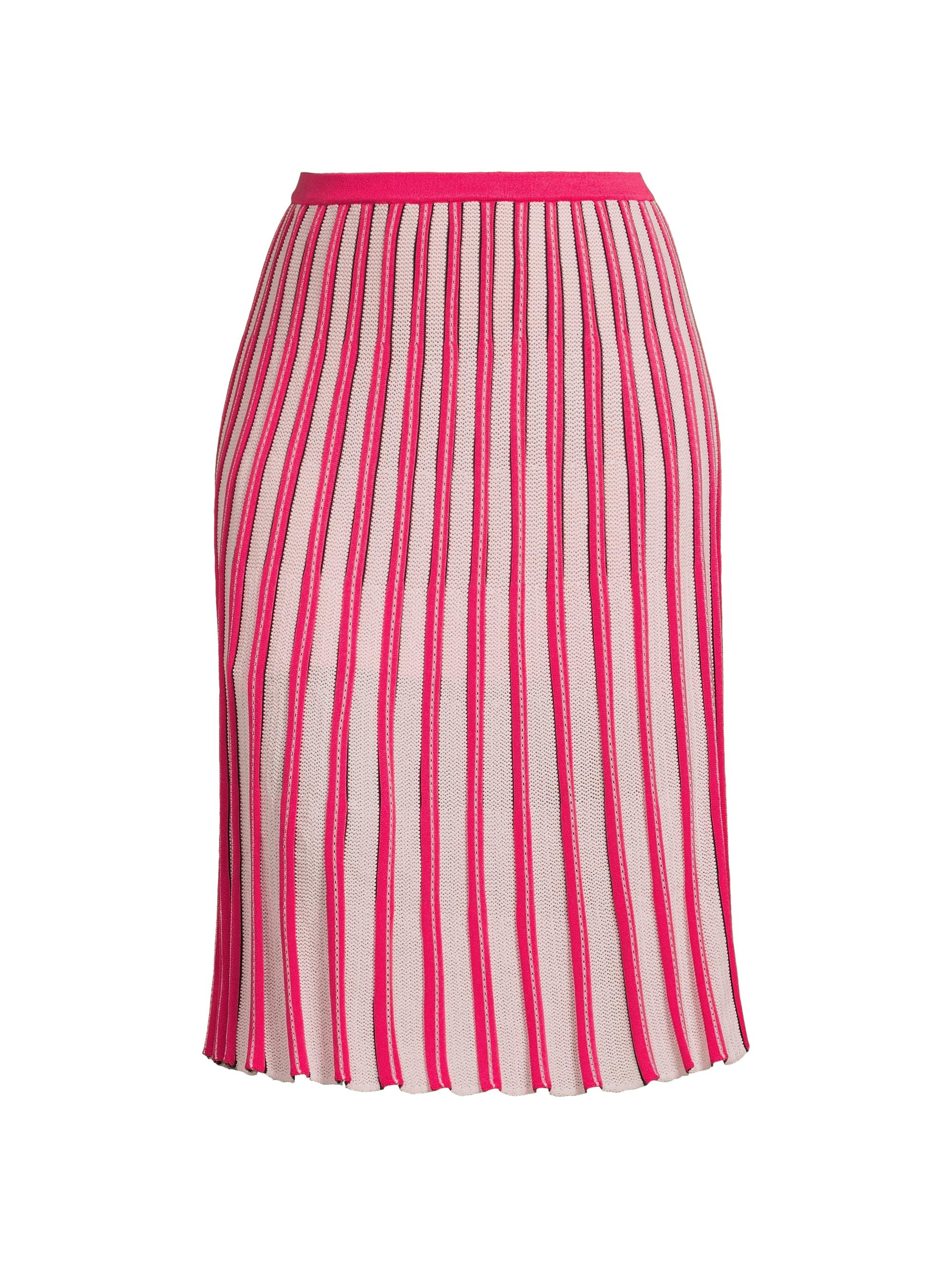 Ming Wang Women's Plus Striped Pointelle-Knit Midi-Skirt - Vibrant Fuschia Rosy Blush