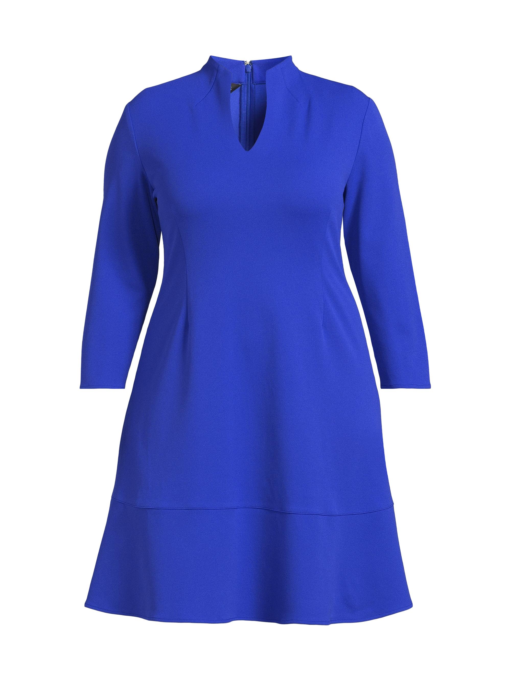 Ming Wang Women's Plus Funnel Neck Stretch Crêpe Midi-Dress - Sapphire Sea