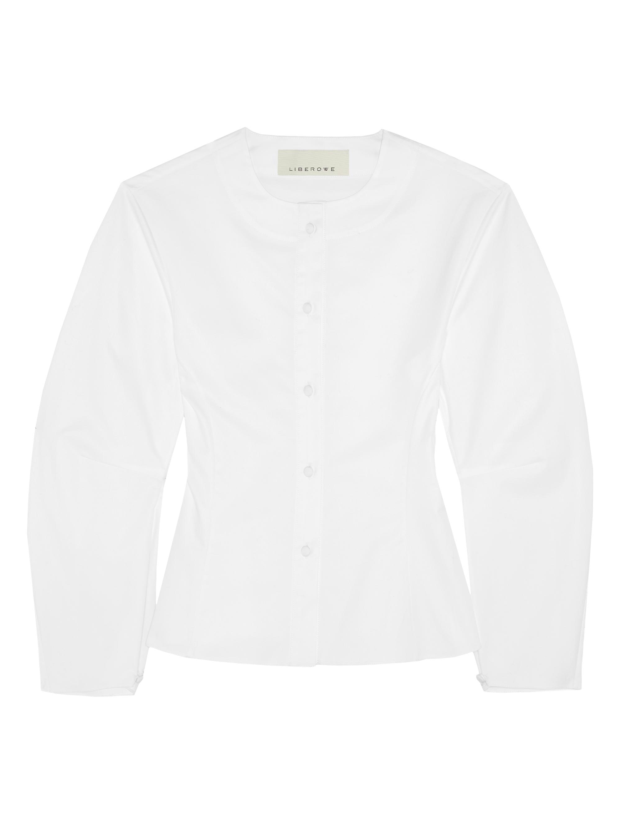Liberowe Women's Balloon Sleeve Cotton Shirt - White