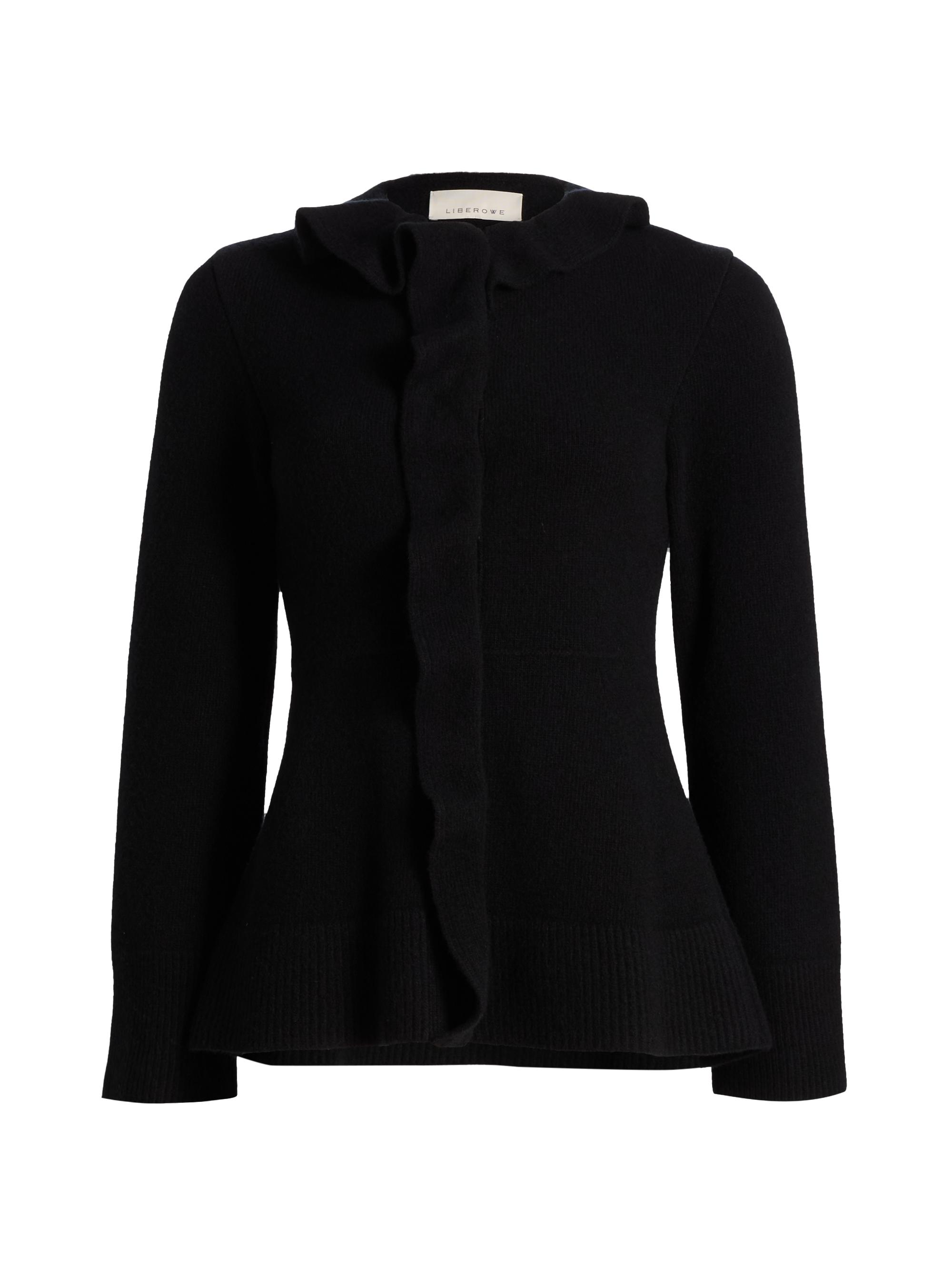 Liberowe Women's Queen Wool Ruffle Cardigan - Black
