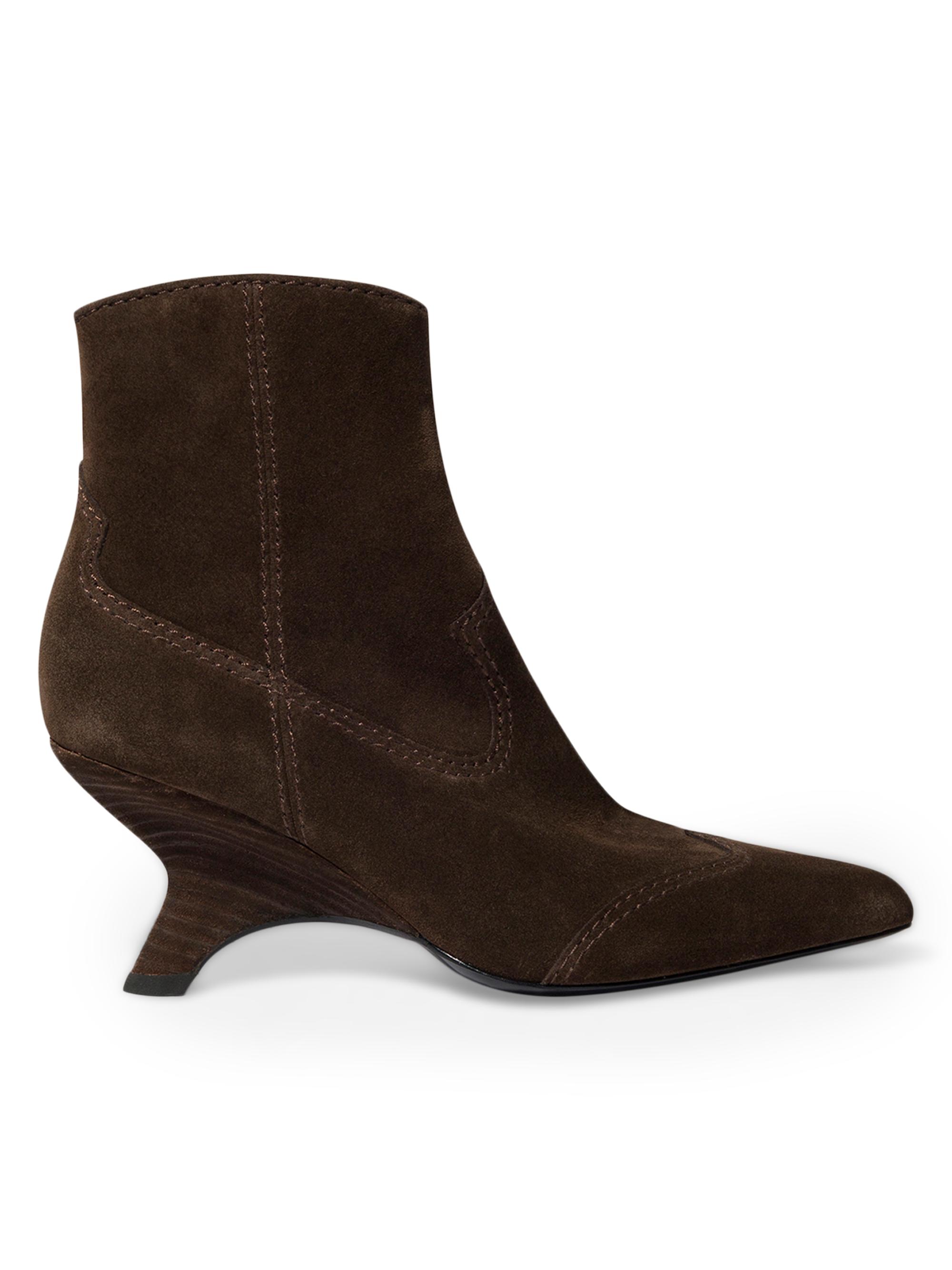 SIMKHAI Women's Shadow 75MM Suede Western Boots - Cacao | Thumbnail 4