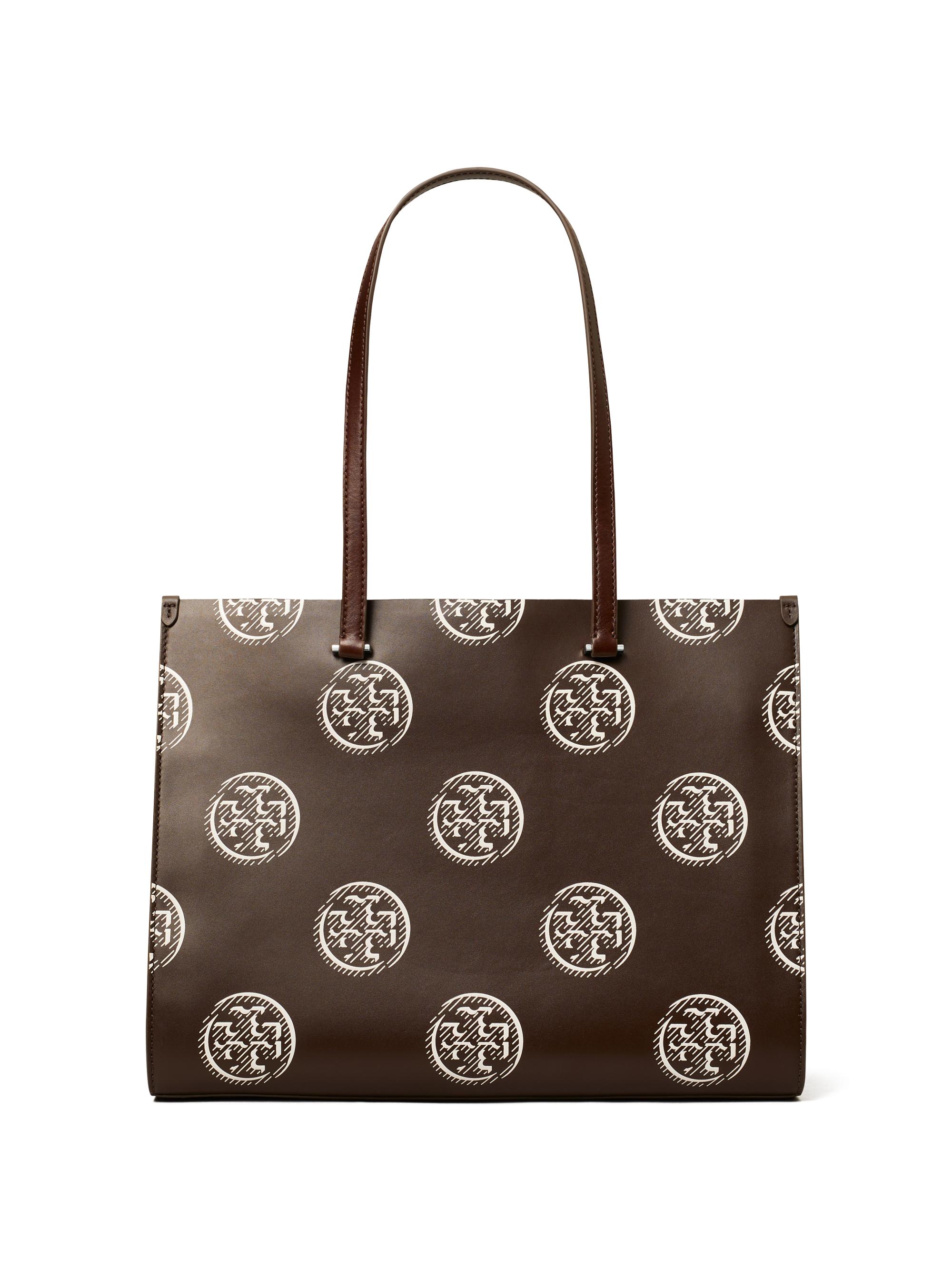 Tory Burch Women's Monogram Leather Tote Bag - Chocolate