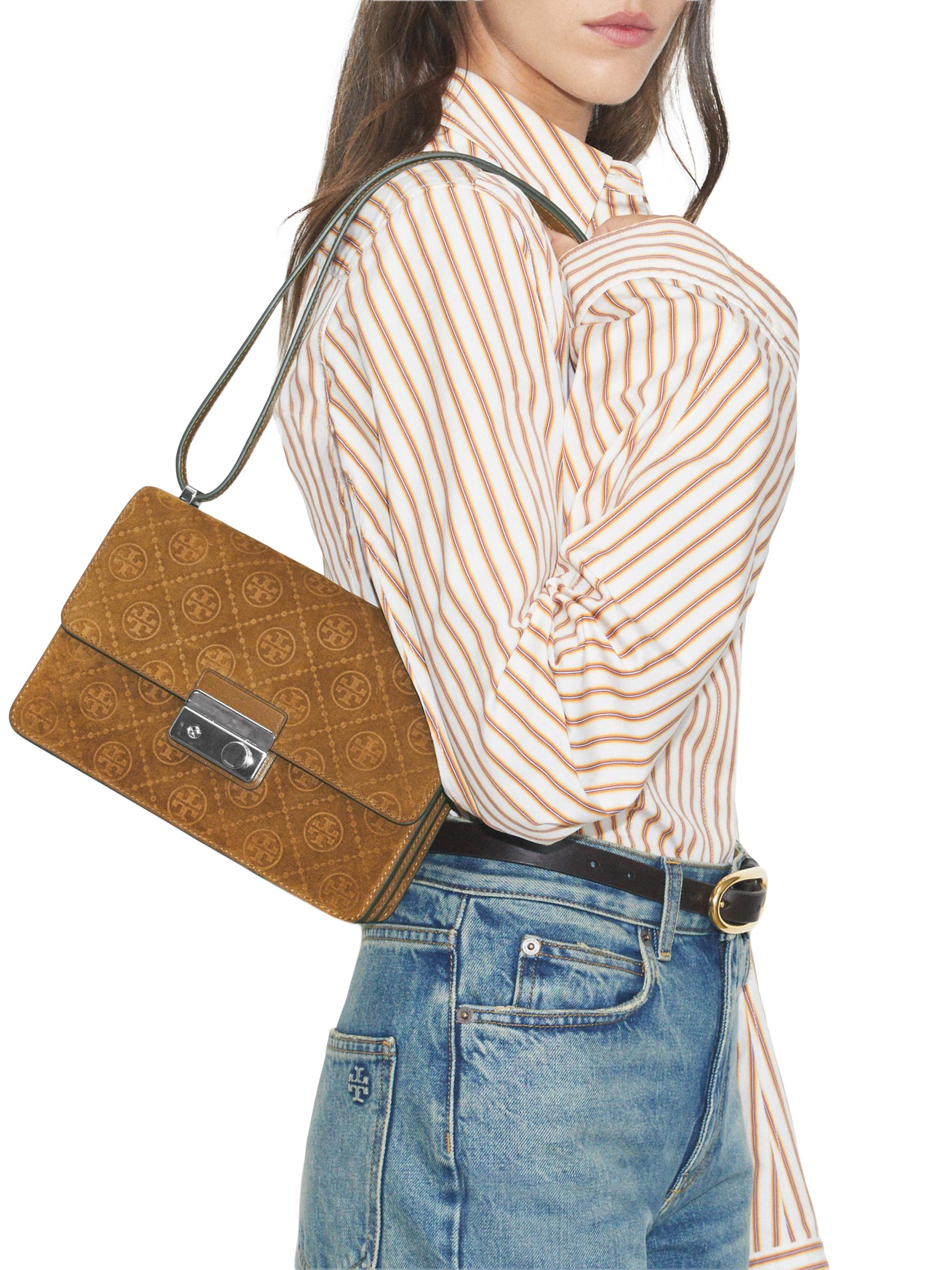 Tory Burch T Monogram Suede Shoulder Bag | Saks Fifth Avenue