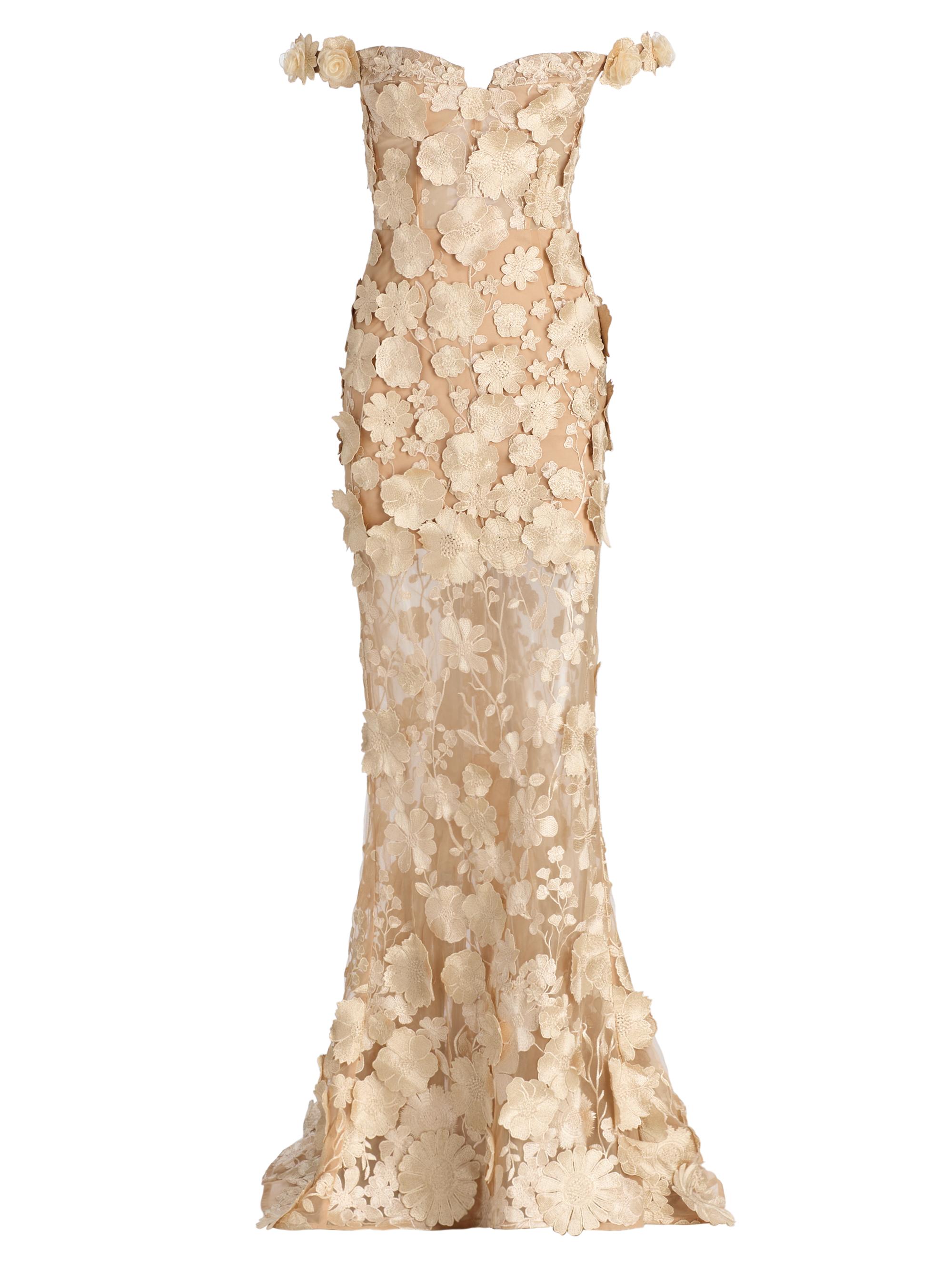 Bronx and Banco Women's Jasmine Off-The-Shoulder Corset Gown - Gold