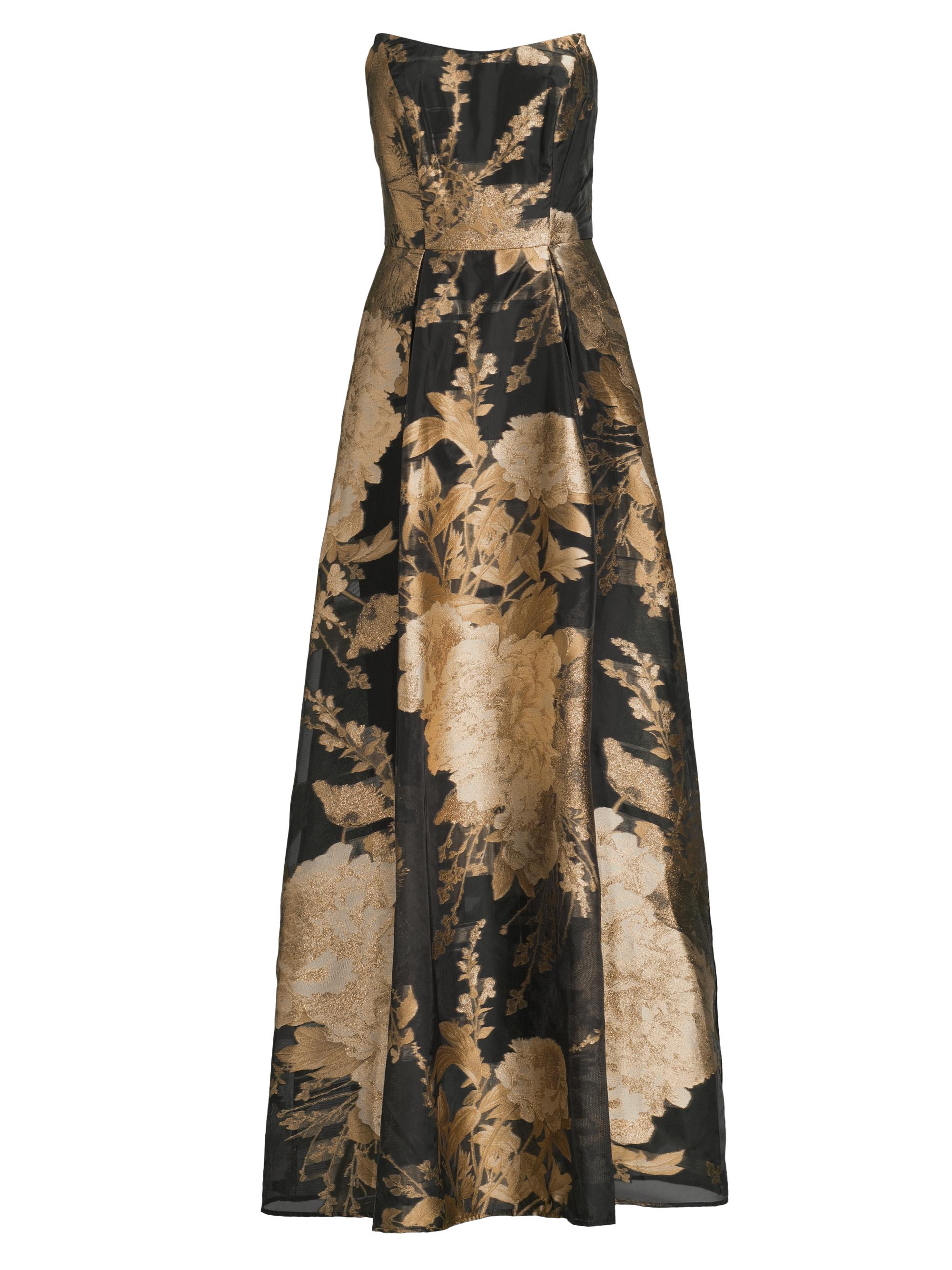 Kay Unger Women's Willow Floral Metallic Organza Gown - Black Gold