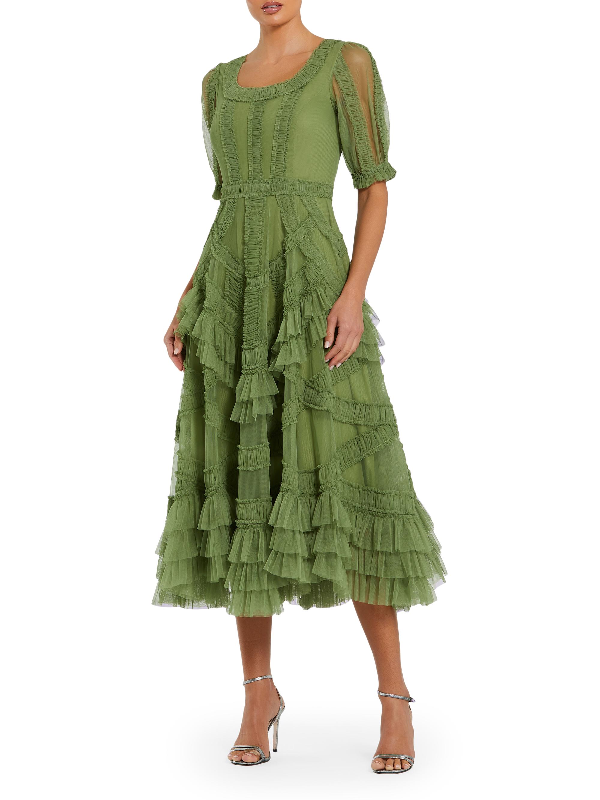 slim fit dress slacks Enchanting Elegance Emerald Green Floral Jacquard Midi Dress