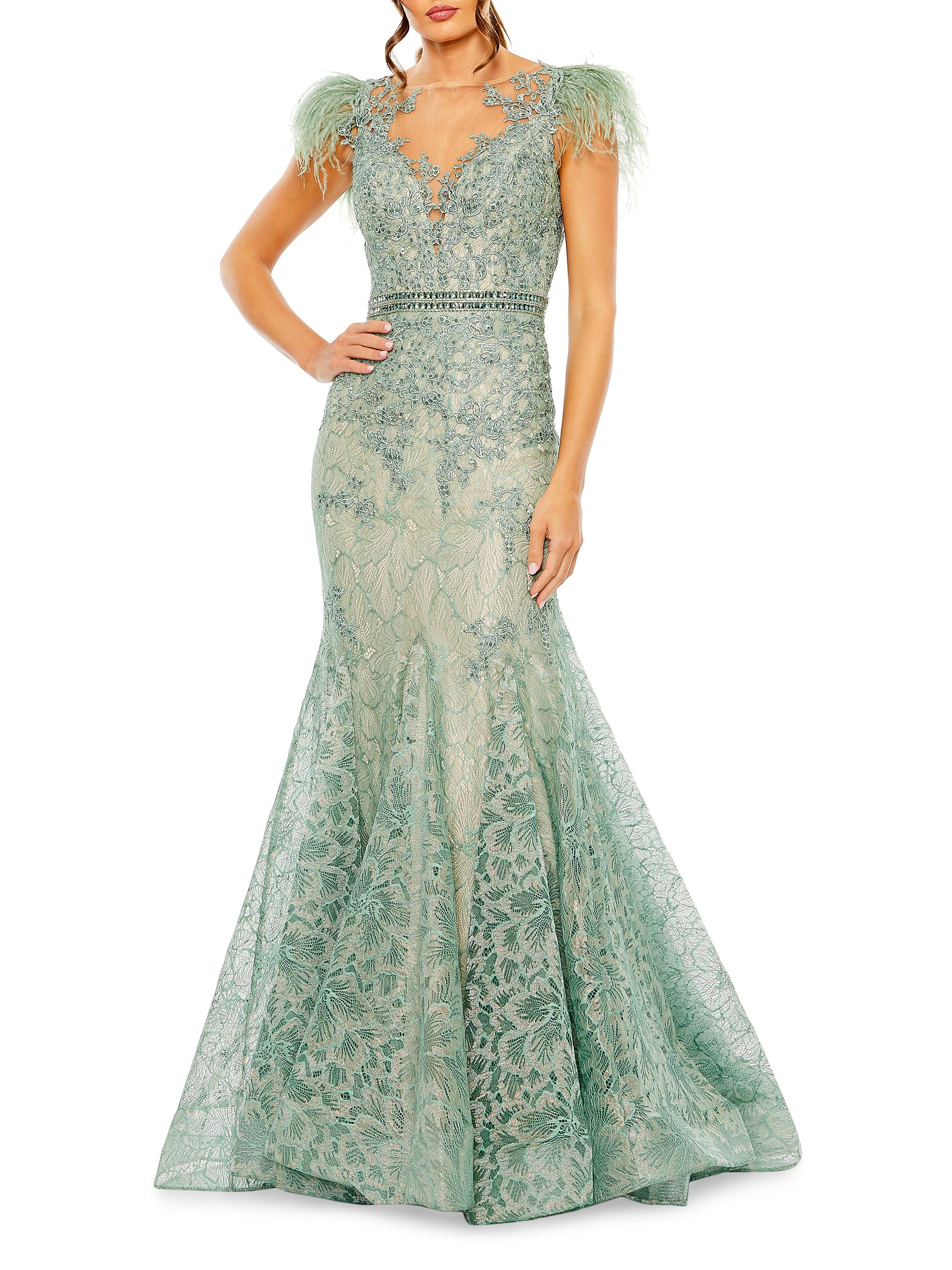 【Mac Duggal】Green Appliqued Bodice Trumpet Gown 関税送料込 Mac Duggal Beaded Lace Gown | Saks Fifth Avenue