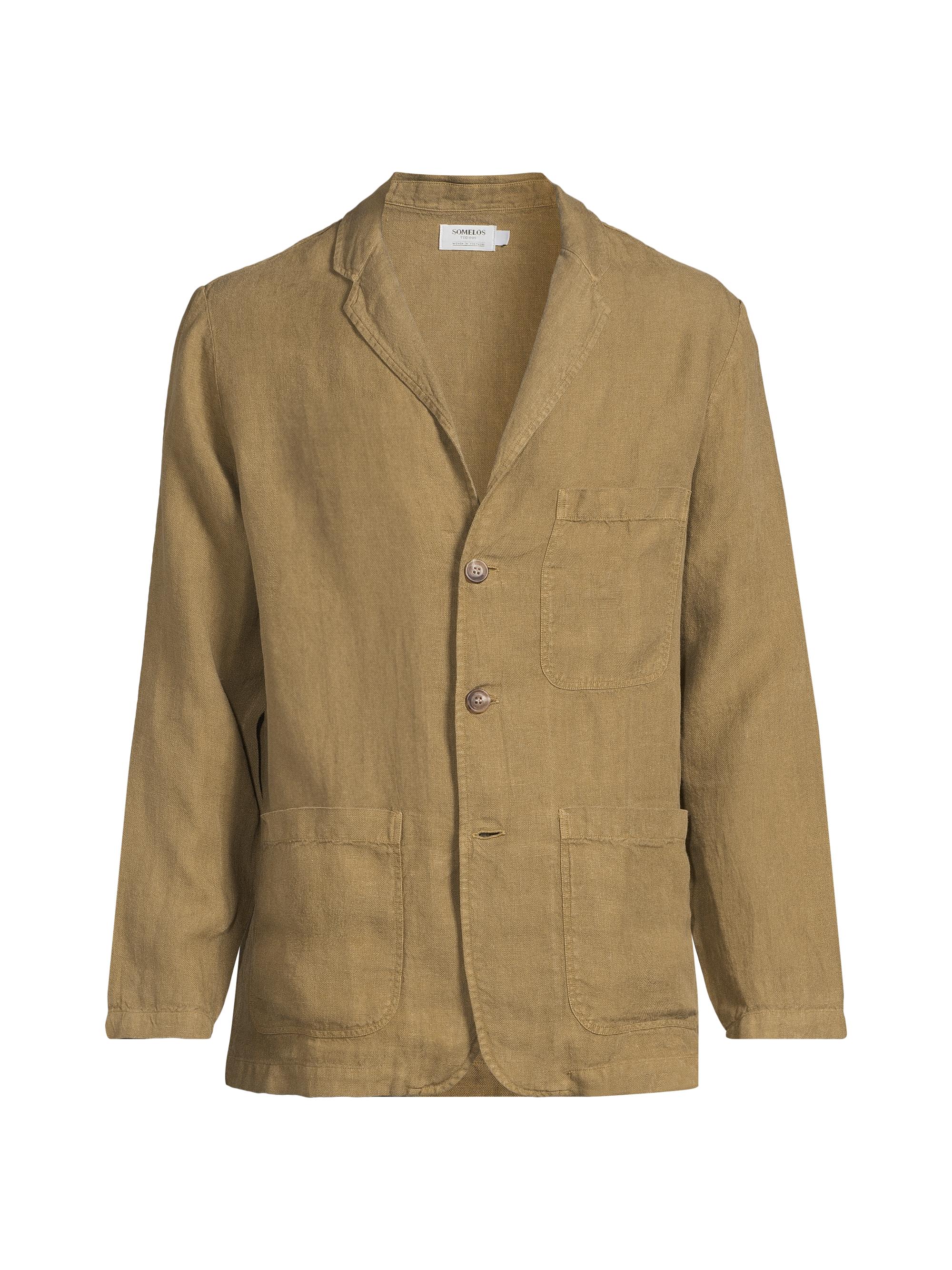 Corridor Men's Linen Three-Button Blazer - Olive
