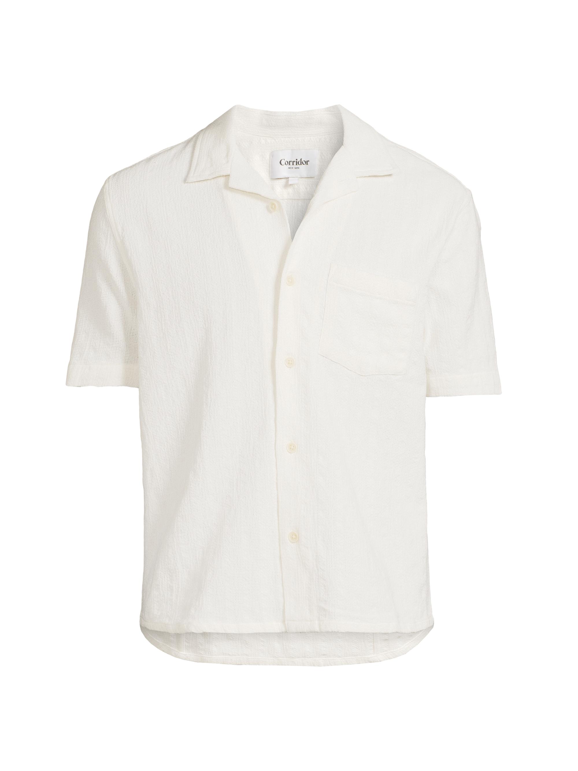 Corridor Men's Basket Weave Cotton Camp Shirt - Natural
